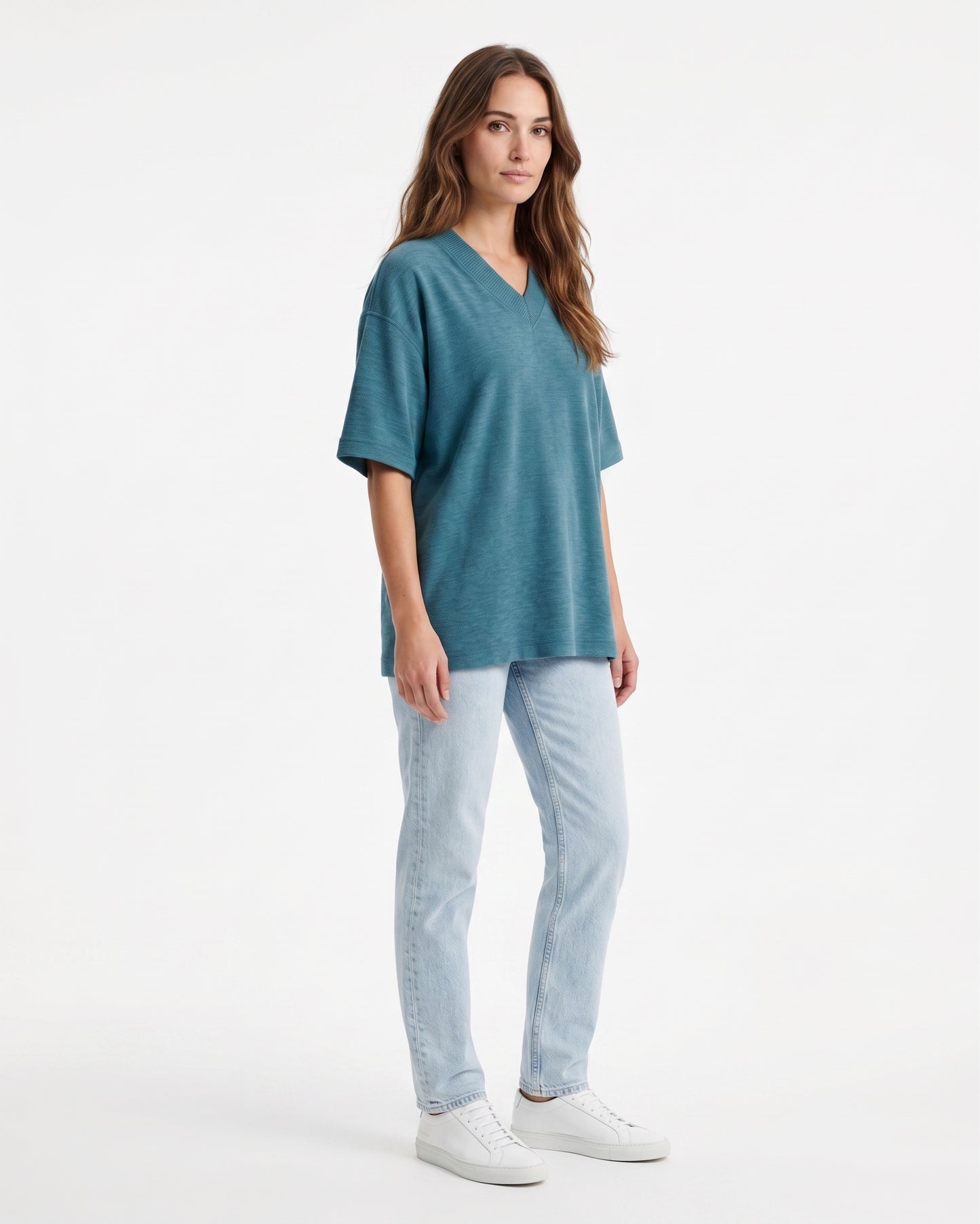 Sea Pine Oversized V-Neck | 280 GSM Cotton Terry