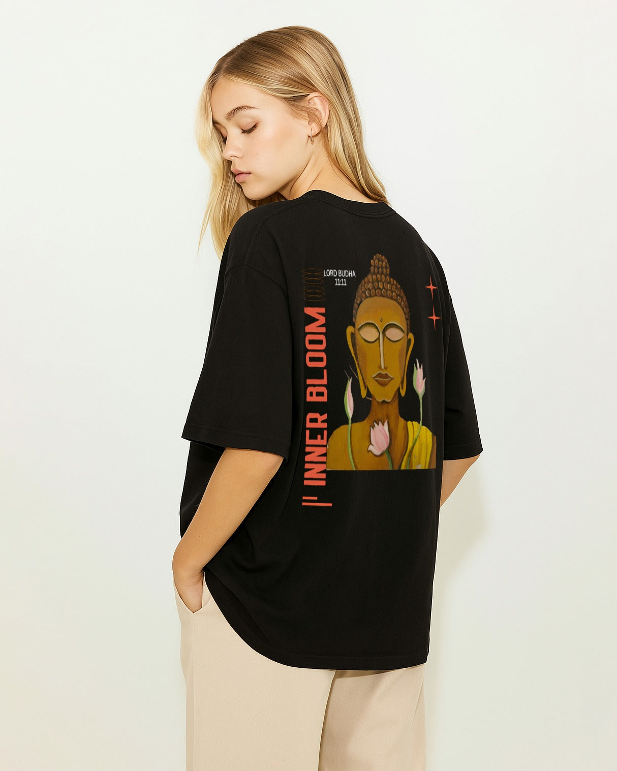 GRPHX 1111 Inner Bloom tee back view – spiritual graphic print