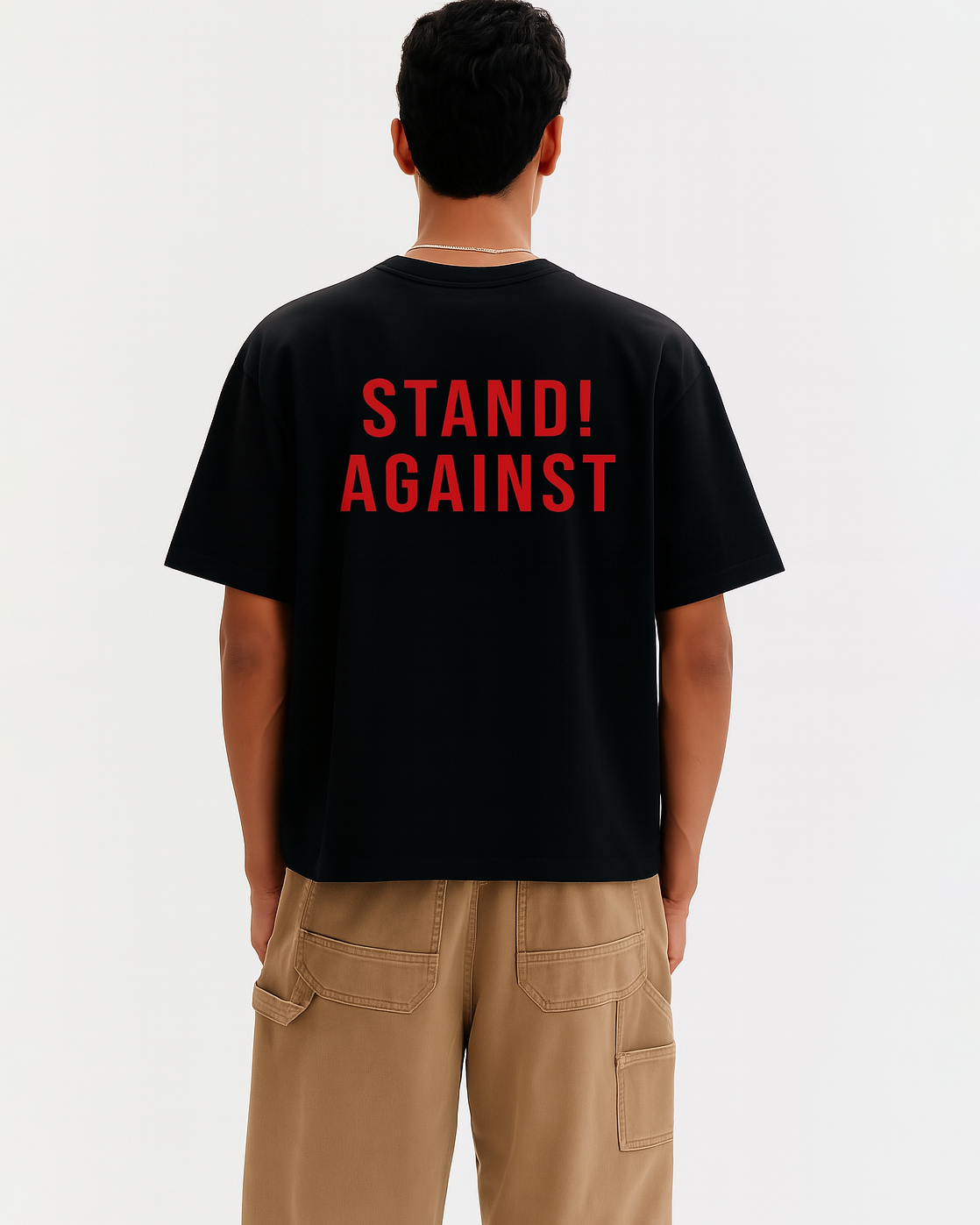 GRPHX GrphX Oversized Cotton T-Shirt – “Stand Against Hate” - Black product shot premium streetwear India