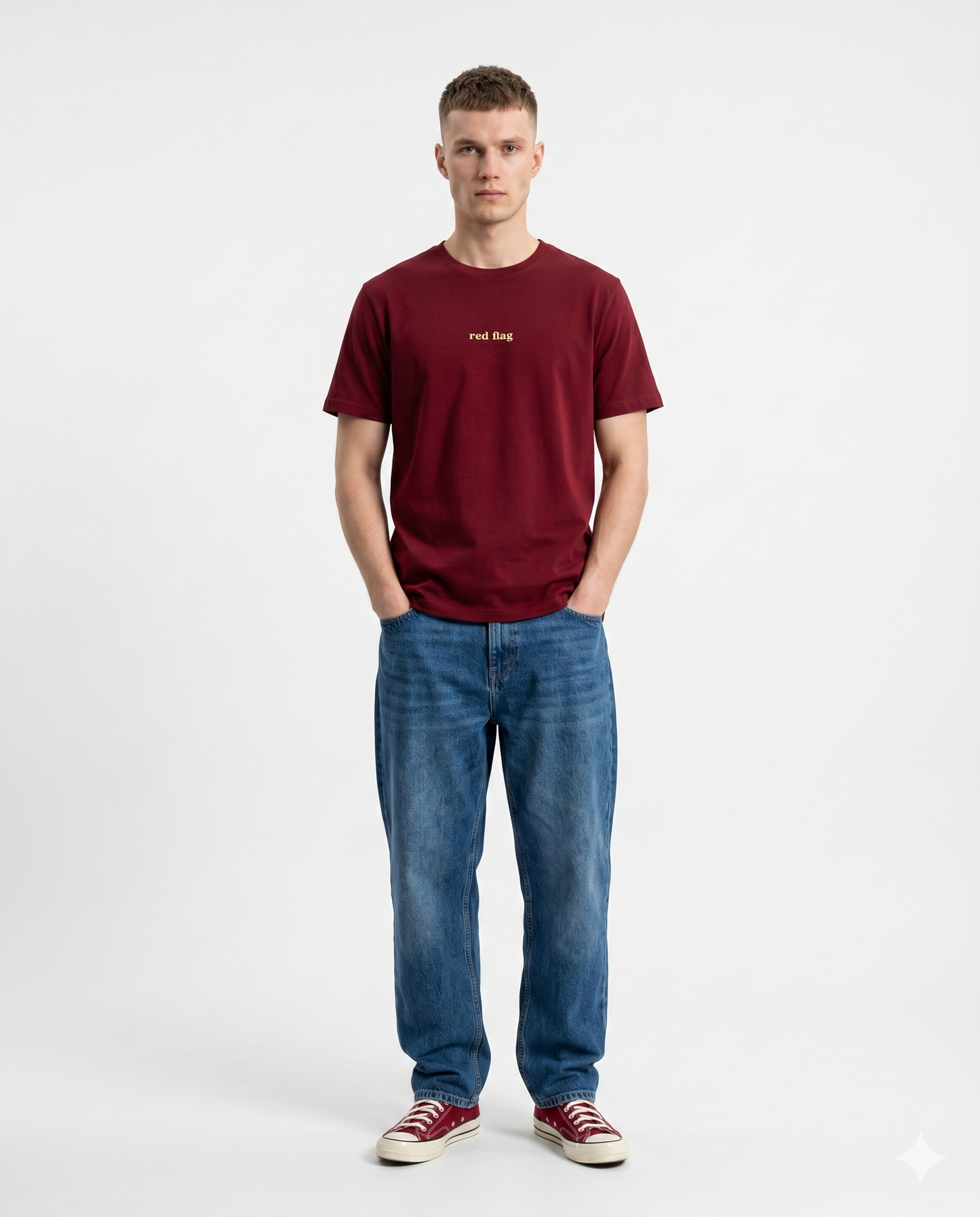 GRPHX Red Flag minimal graphic slim fit t-shirt