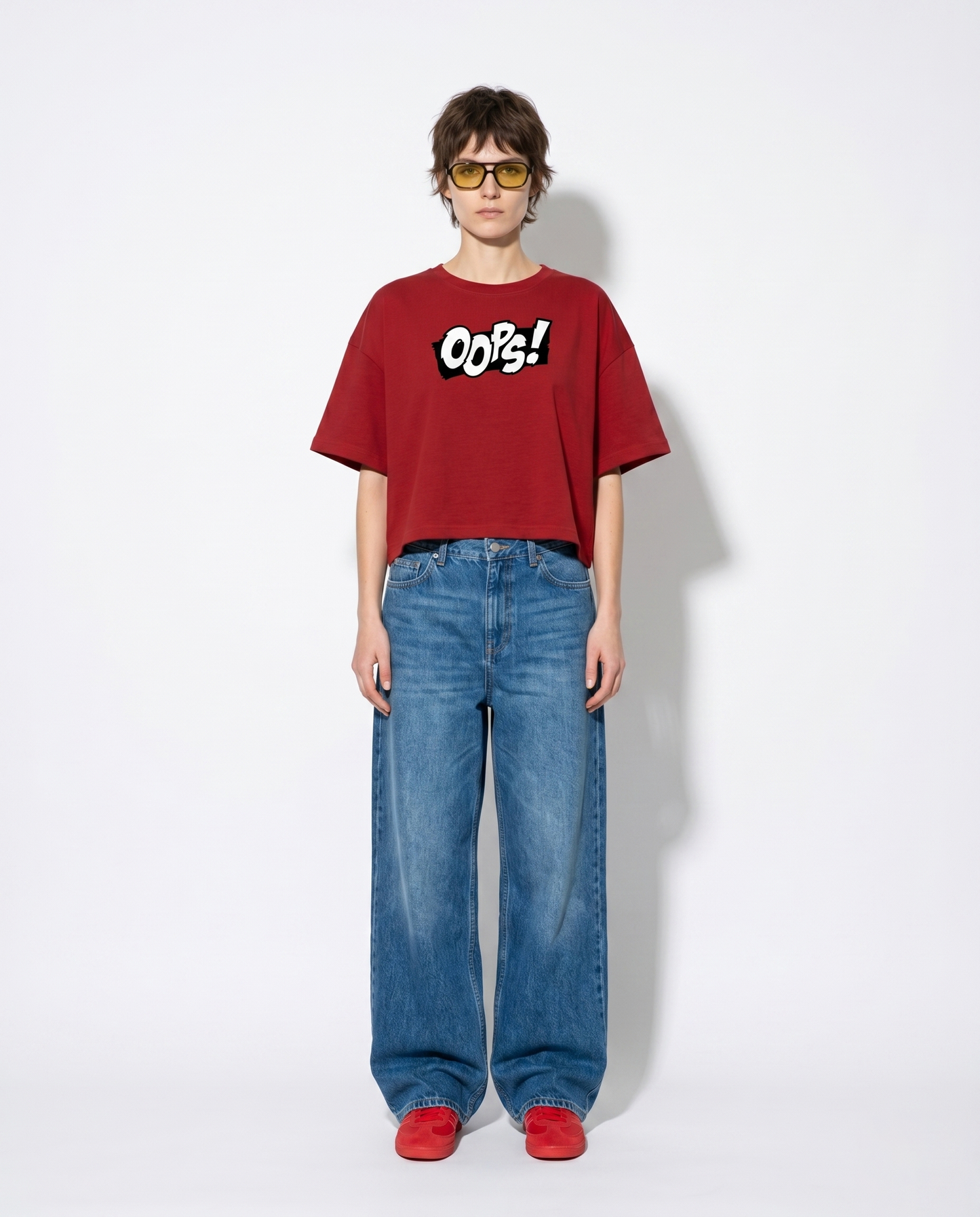 GRPHX Oops graphic oversized crop top – funny statement