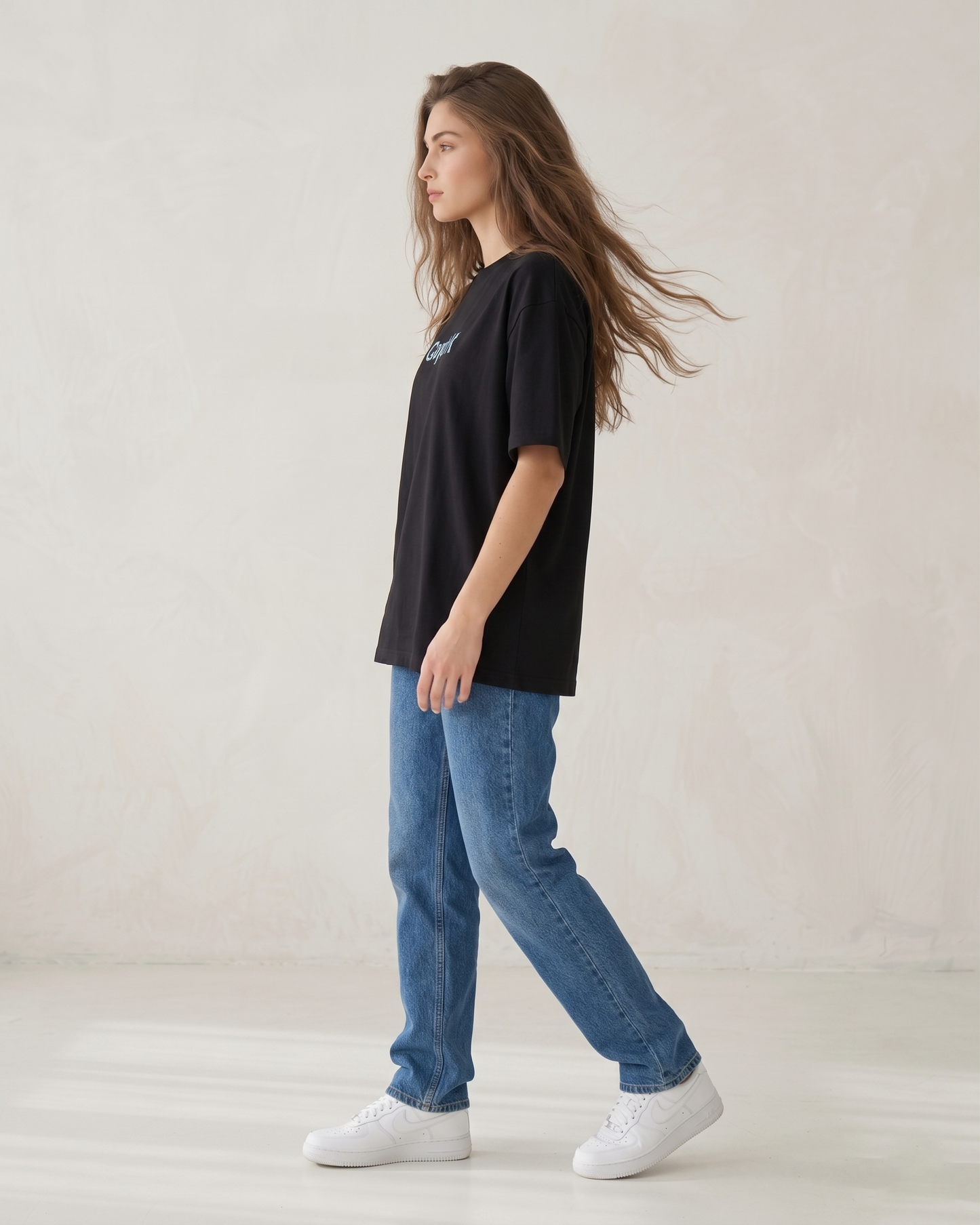 GRPHX Ocean Mode oversized tee worn by model – product shot