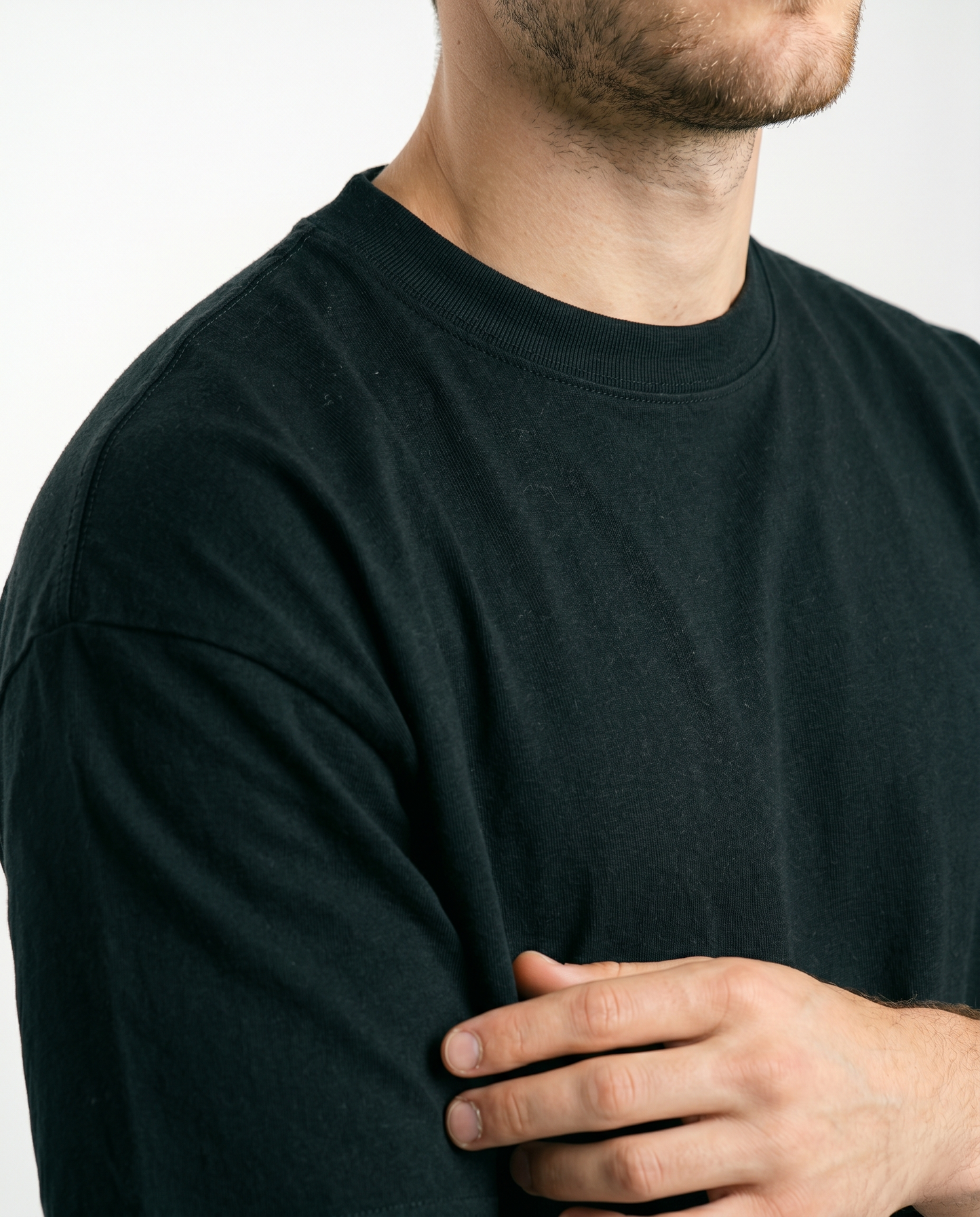 GRPHX Premium Heavyweight Oversized tee detail close-up – drop shoulder fit