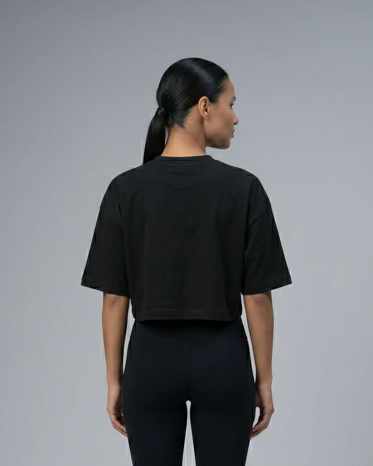 GRPHX No Pain No Gain crop tee back view – motivational gym statement