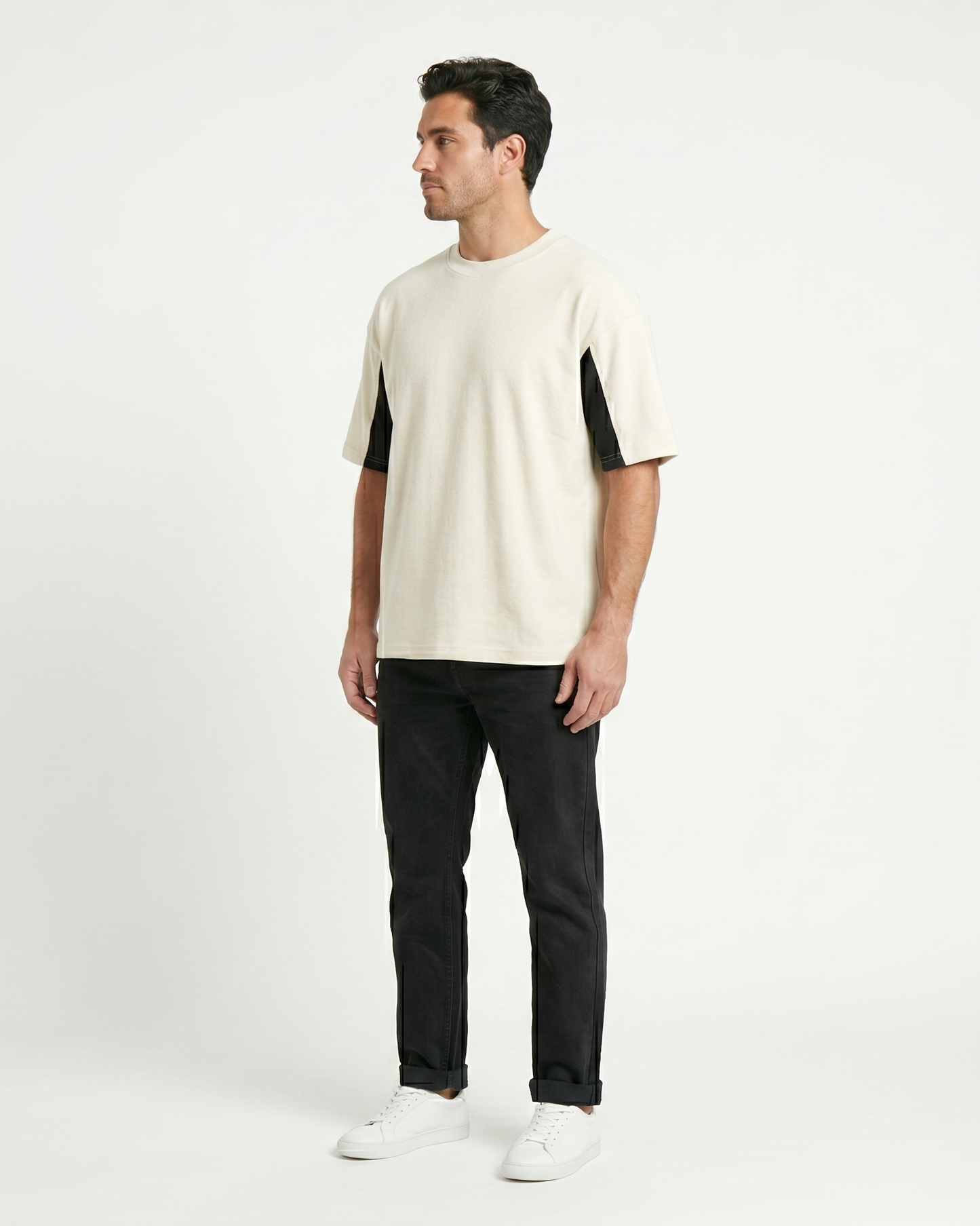 GRPHX GRPHX Artisan Premium Heavyweight Oversized Tee | Dual-Tone Urban Essential - White front view premium streetwear India