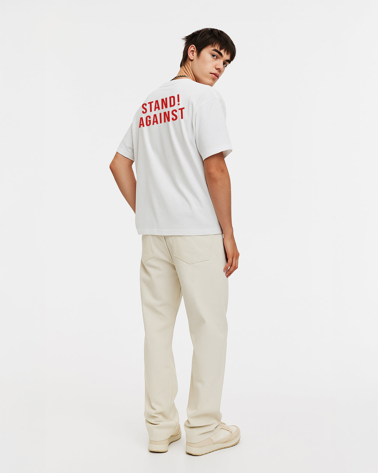 GRPHX Stand Against Hate tee back view – statement print