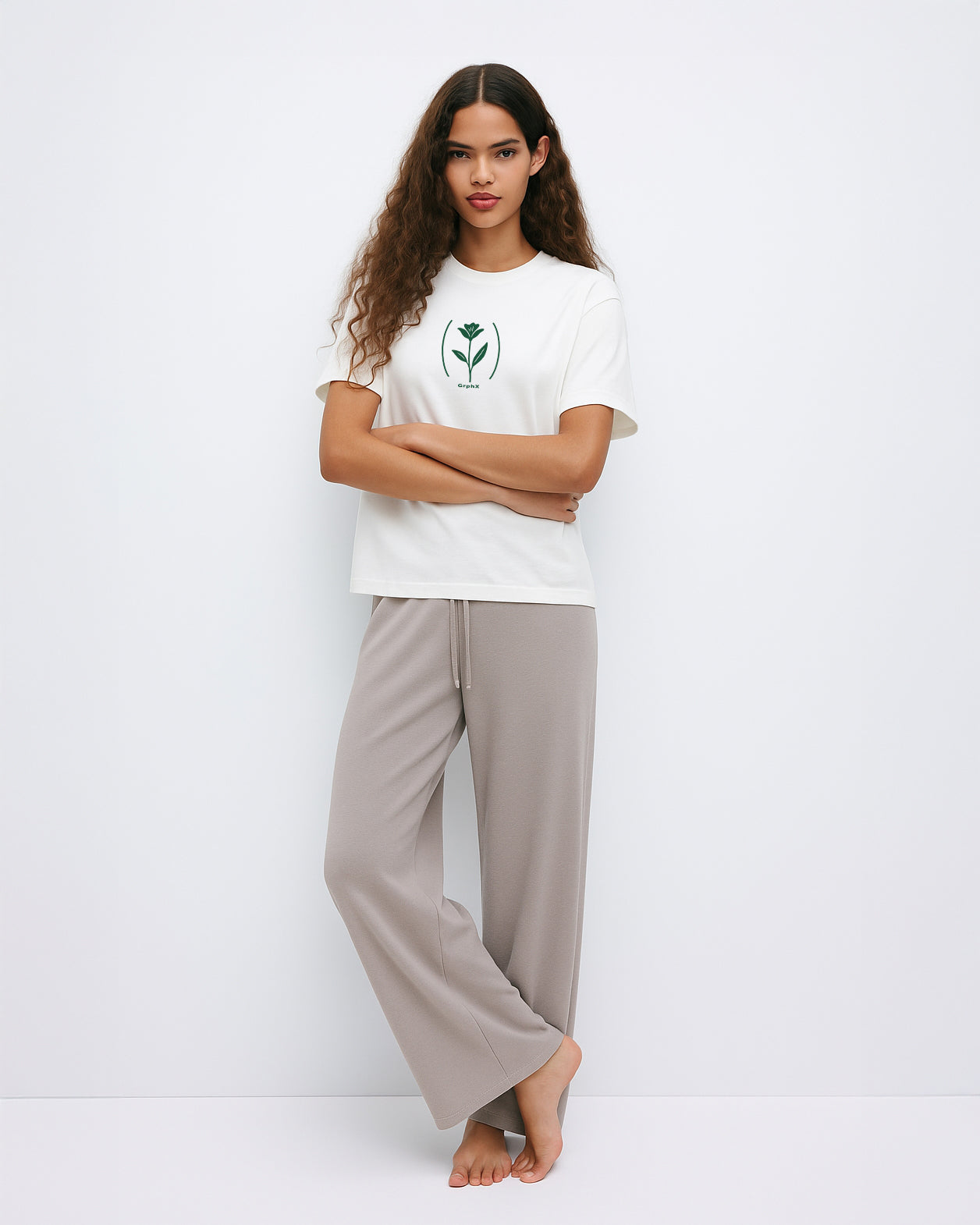 GRPHX Let Your Dreams Blossom tee model front view – relaxed fit