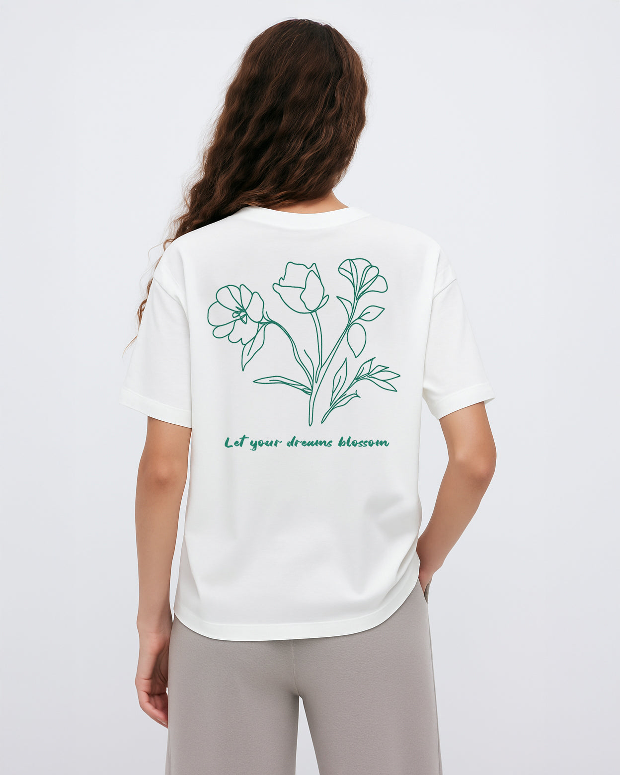 GRPHX Let Your Dreams Blossom graphic tee back view – floral design