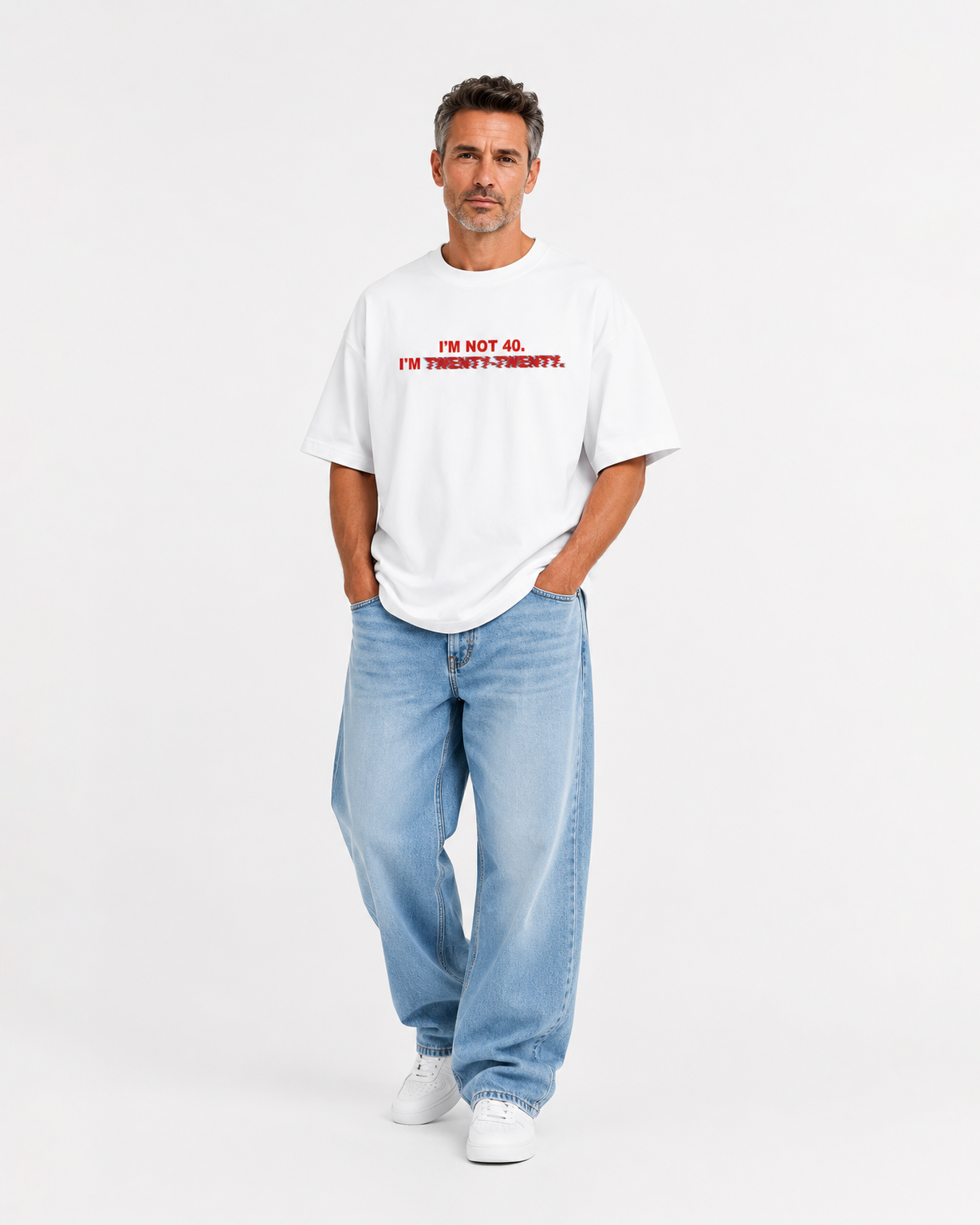 I'm Not 40. I'm Twenty Twenty. – Oversized Graphic T-Shirt | Premium Heavyweight Cotton (Unisex)