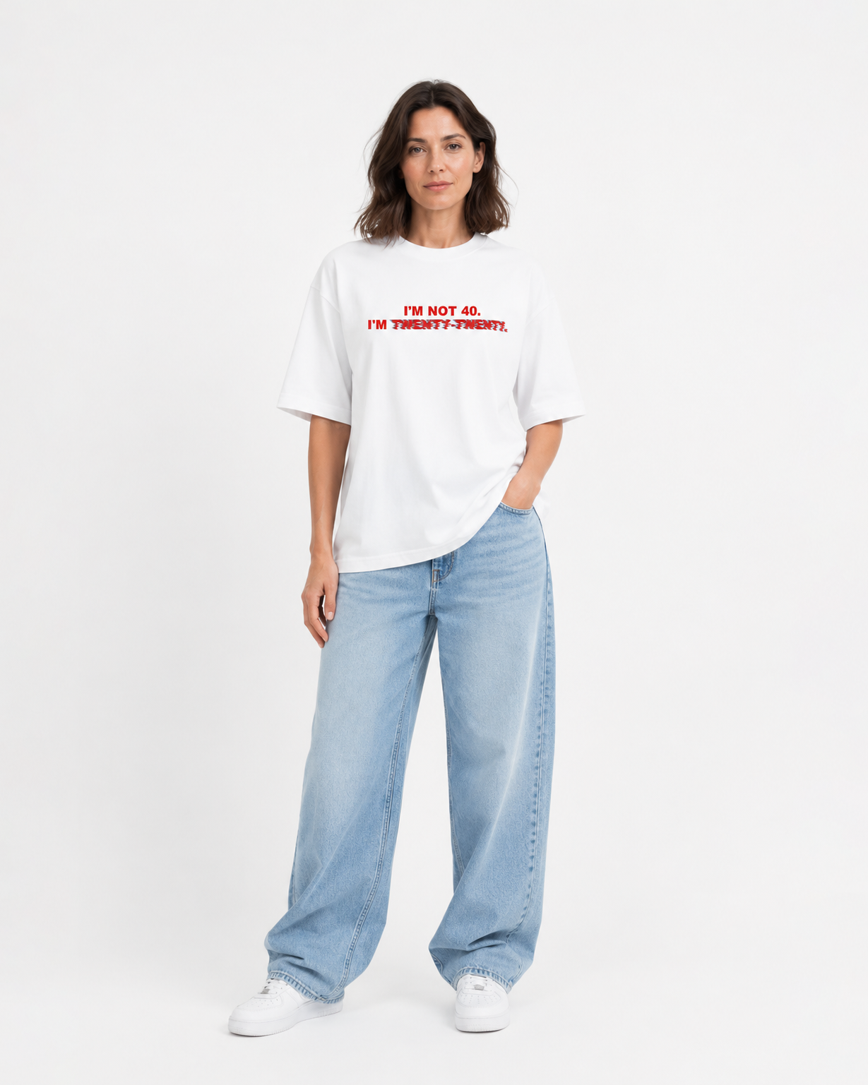 I'm Not 40. I'm Twenty Twenty. – Oversized Graphic T-Shirt | Premium Heavyweight Cotton (Unisex)