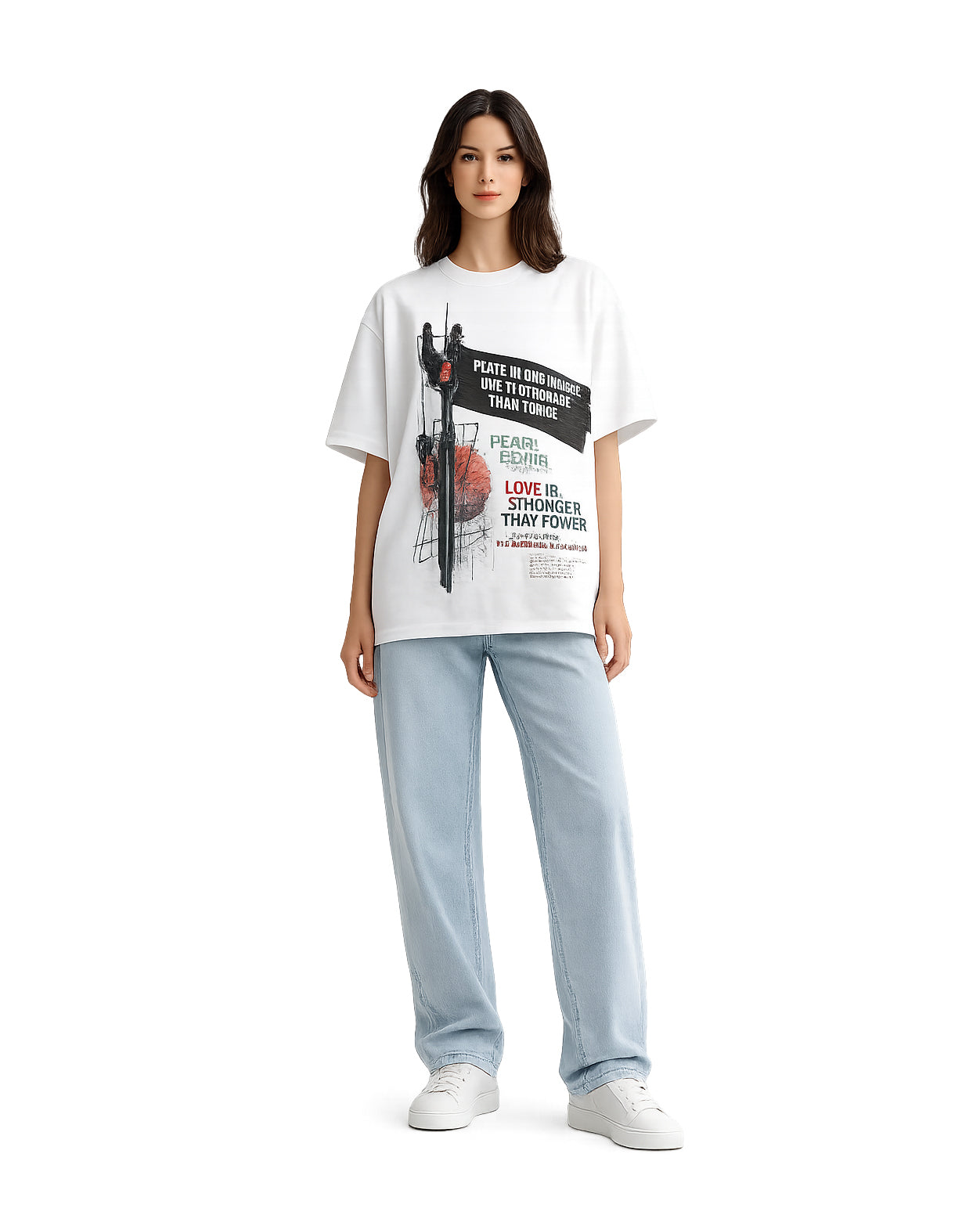 Peace Begins Where Love Is Stronger Than Power – Oversized Graphic T-Shirt | Unisex Premium Cotton