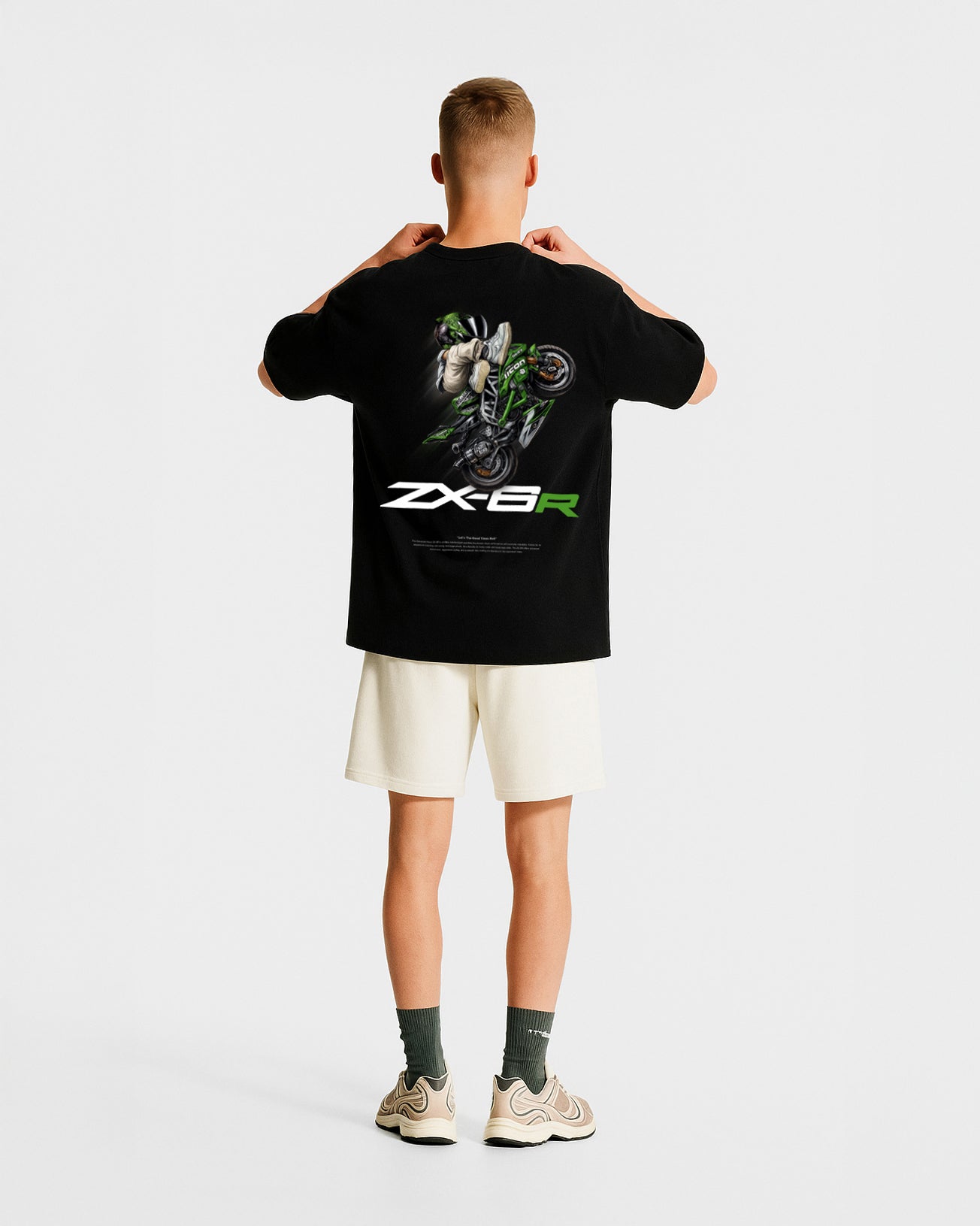 GRPHX Kawasaki ZX-6R graphic tee – on-body view