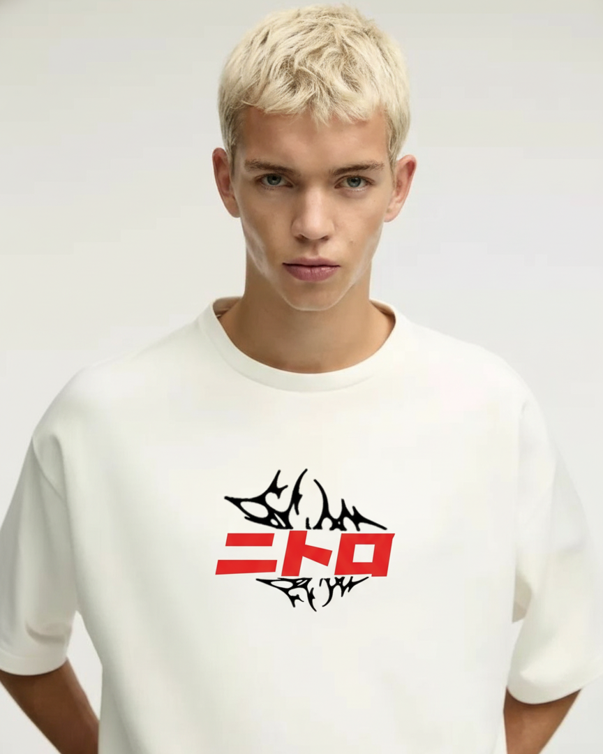 GRPHX Nitro Racing graphic oversized t-shirt front view – 240 GSM premium cotton
