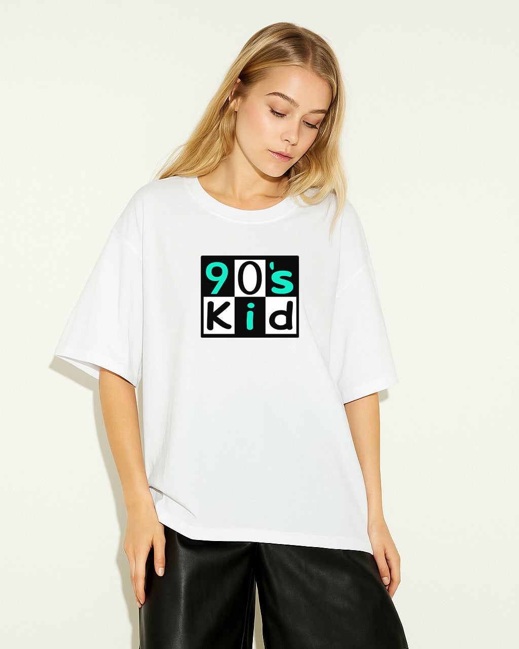 GRPHX 90s Kid graphic oversized t-shirt front view – retro streetwear