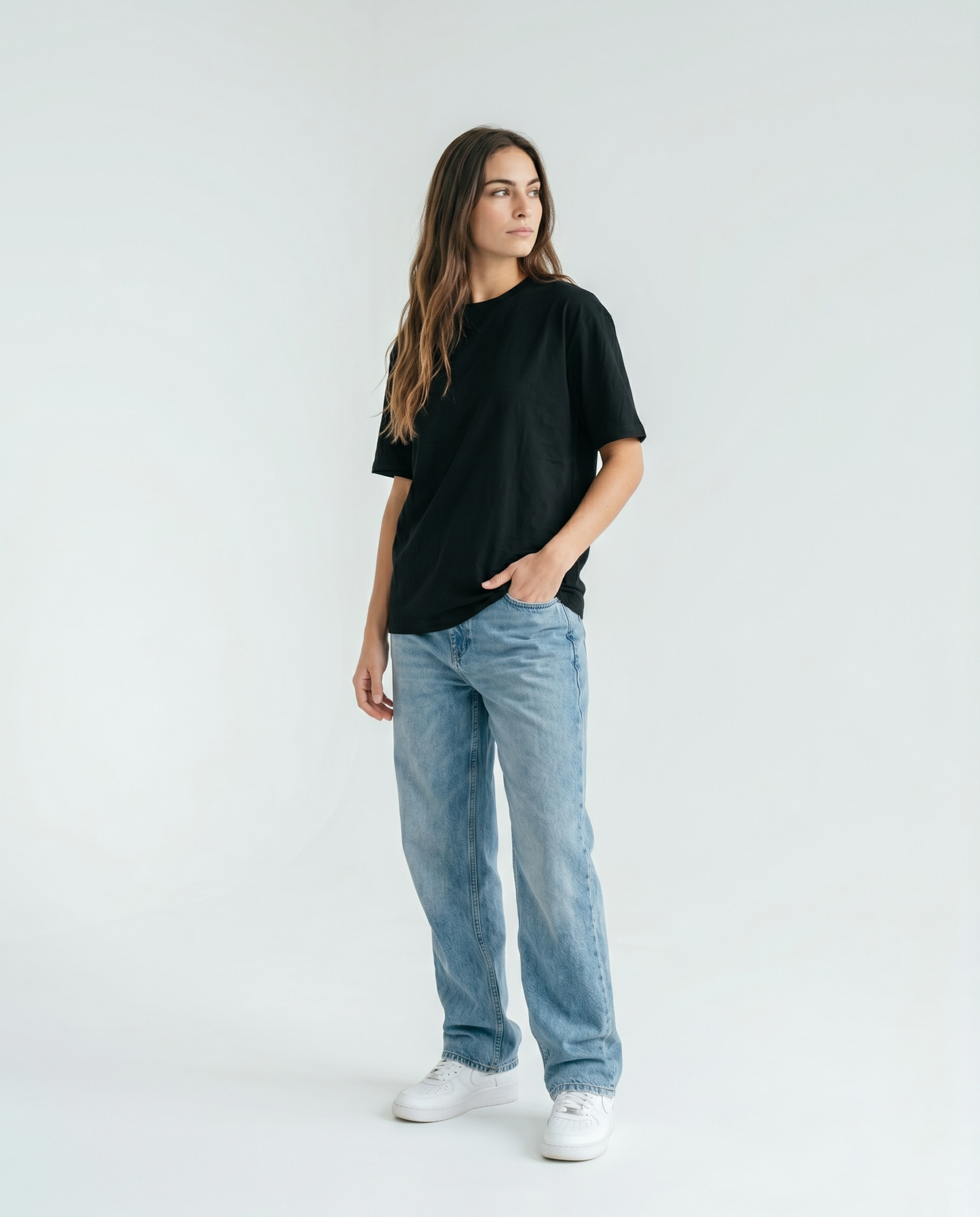 GRPHX Premium Heavyweight Cotton T-Shirt model side view
