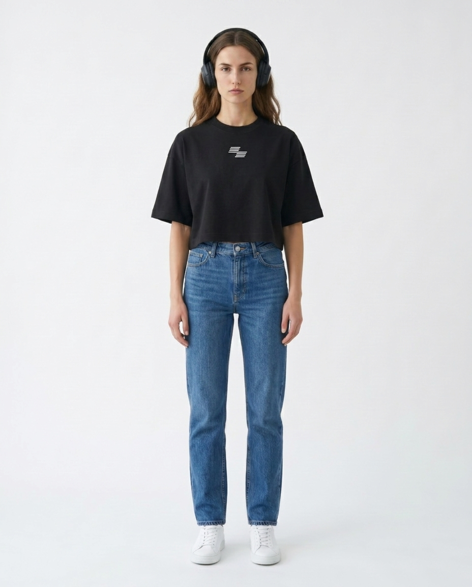 GRPHX Pretty Girls Do Hyrox graphic oversized crop top front view