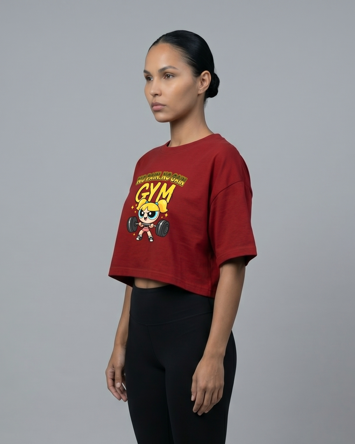 GRPHX No Pain No Gain gym crop tee India women activewear