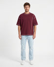 Maroon Deconstructed Seam Tee | 220 GSM Supima Cotton