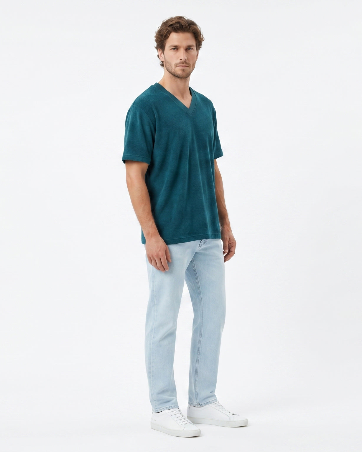 Sea Pine Oversized V-Neck | 280 GSM Cotton Terry