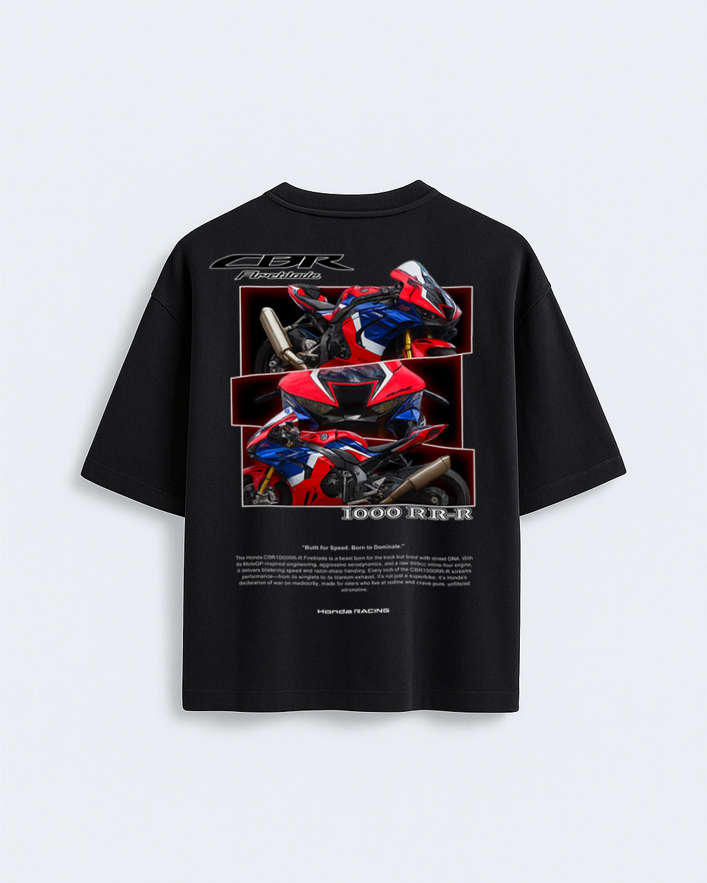 GRPHX Honda FireBlade moto graphic tee – flat lay back