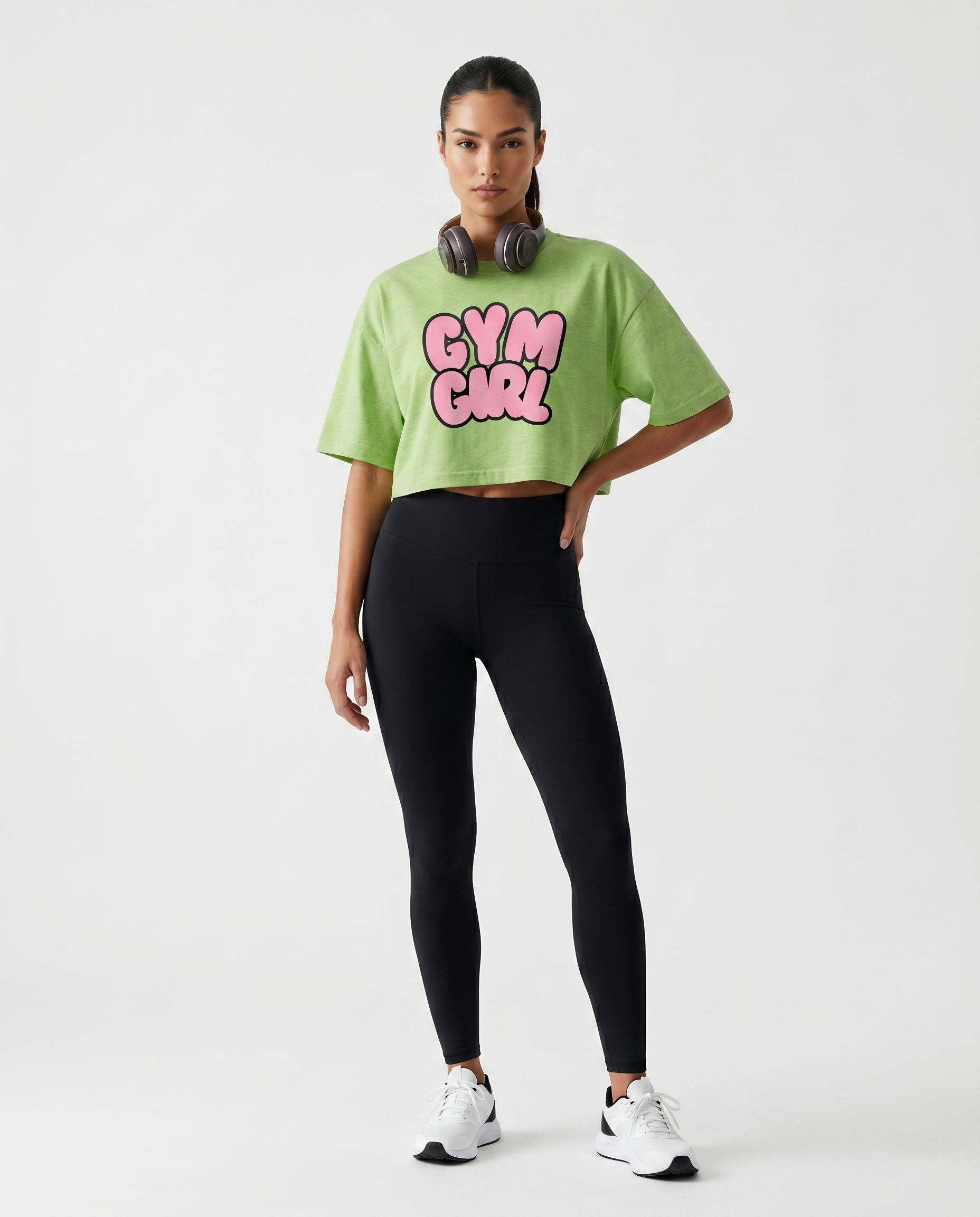 GRPHX GYM GIRL statement oversized crop tee front view