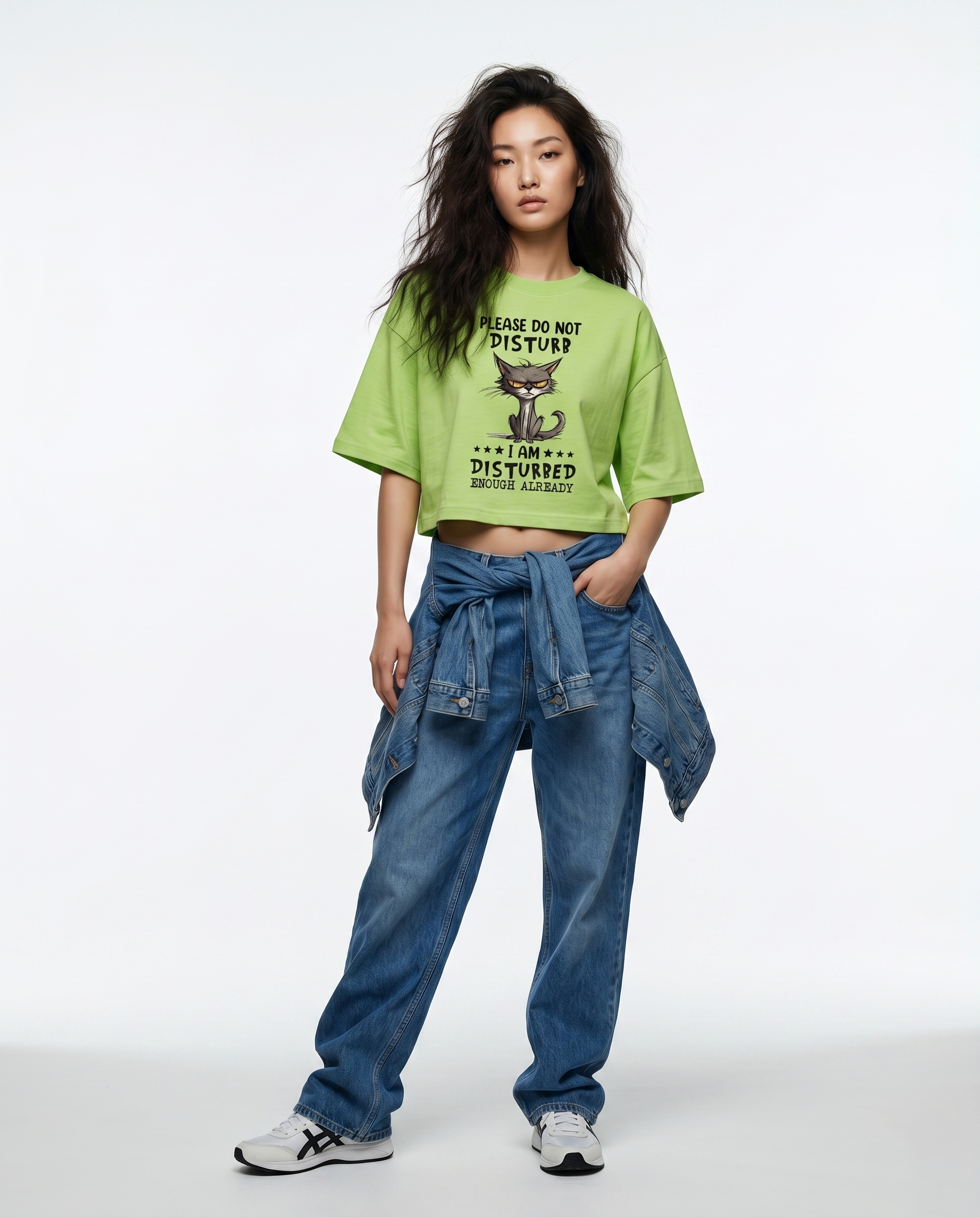 GRPHX Do Not Disturb graphic oversized crop top front view