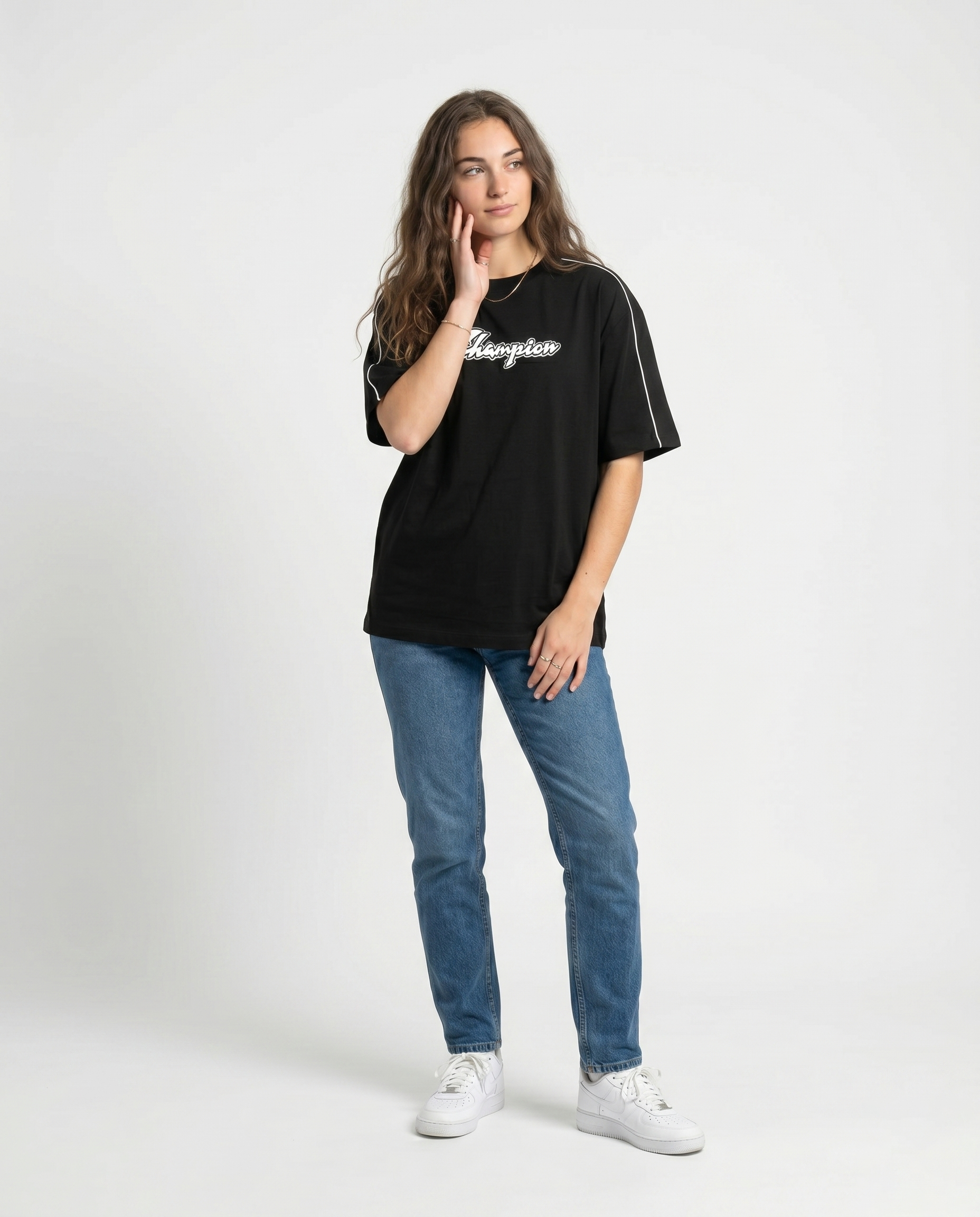 GRPHX Champion graphic oversized tee front view – bold print
