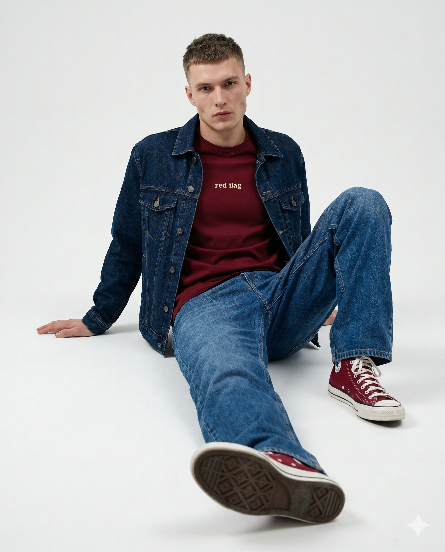 GRPHX Red Flag minimal graphic slim fit t-shirt front view