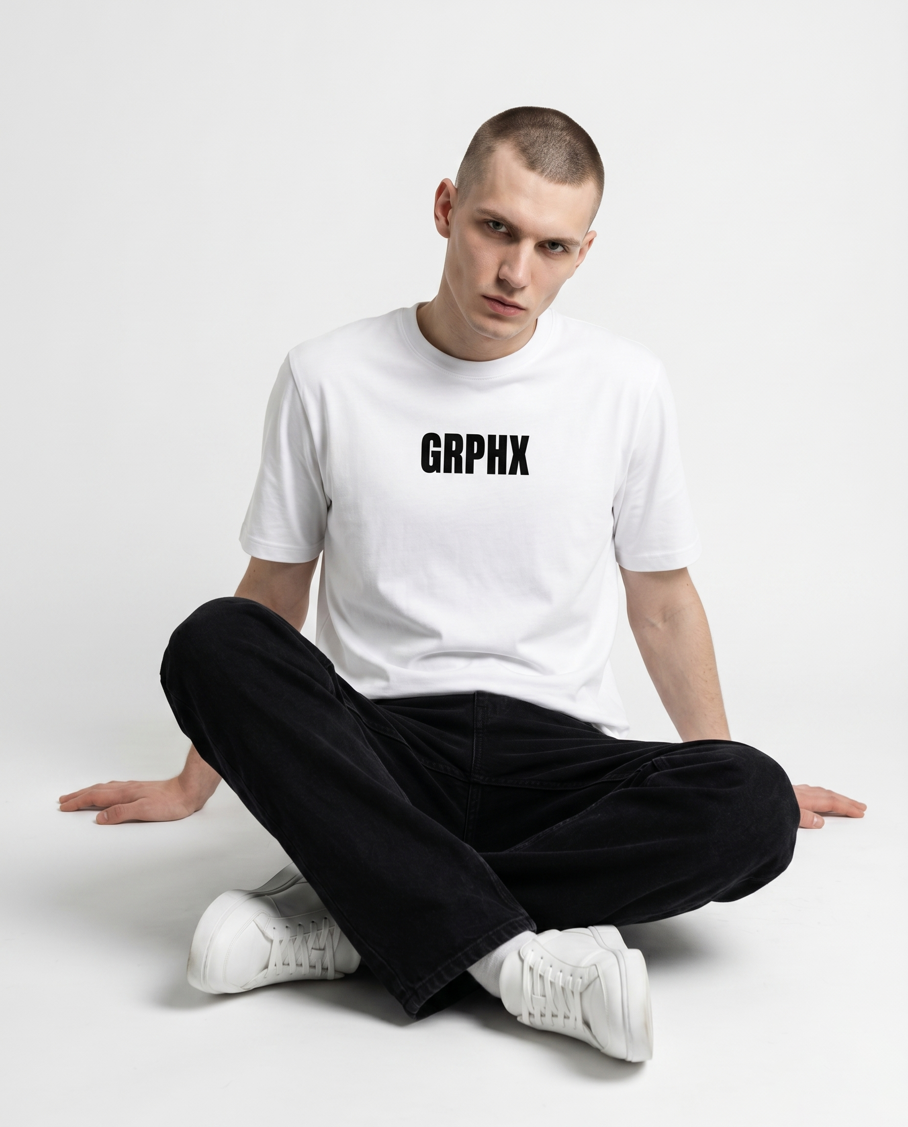 GRPHX I Should Have Stayed At Home graphic oversized t-shirt front view