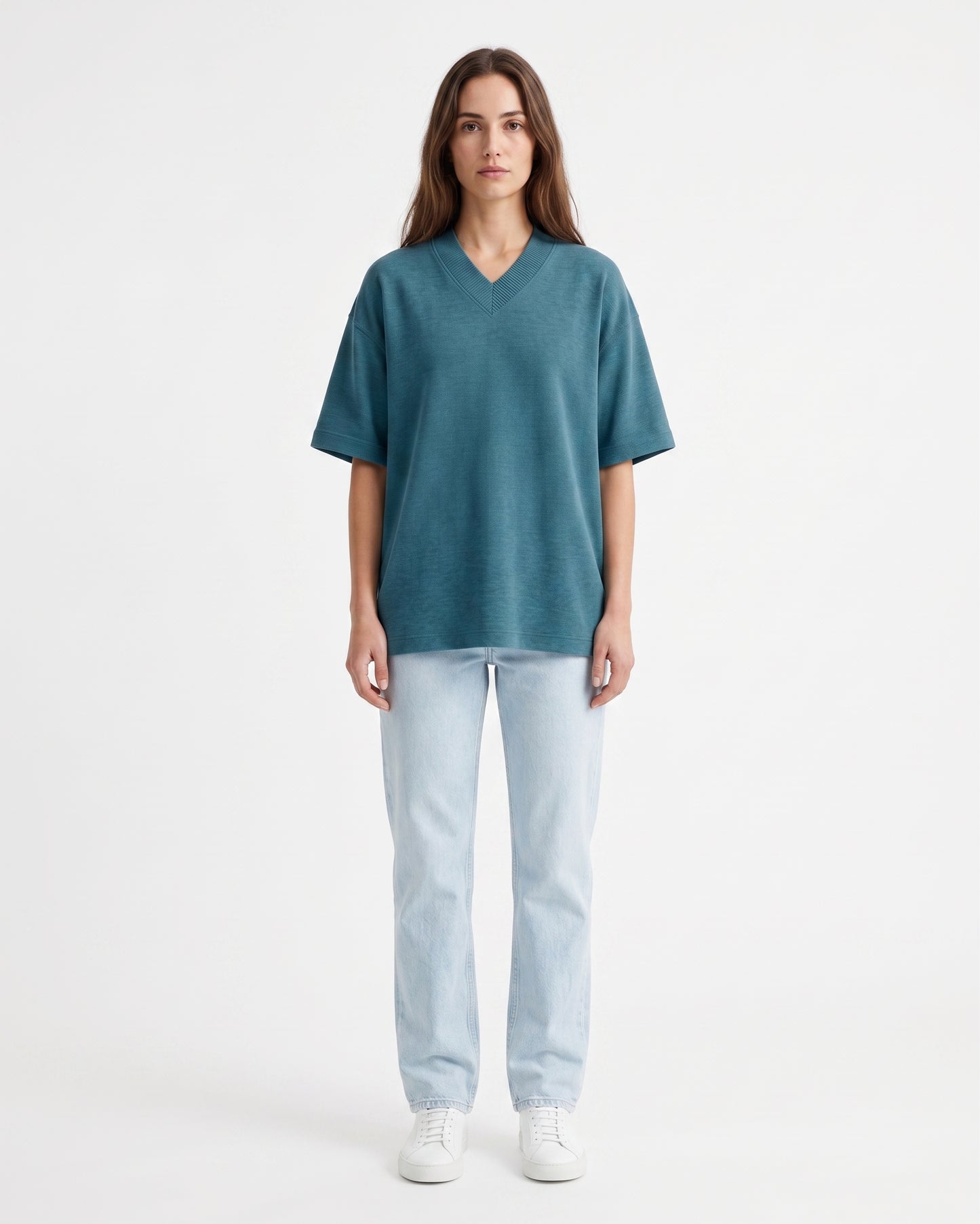 Sea Pine Oversized V-Neck | 280 GSM Cotton Terry