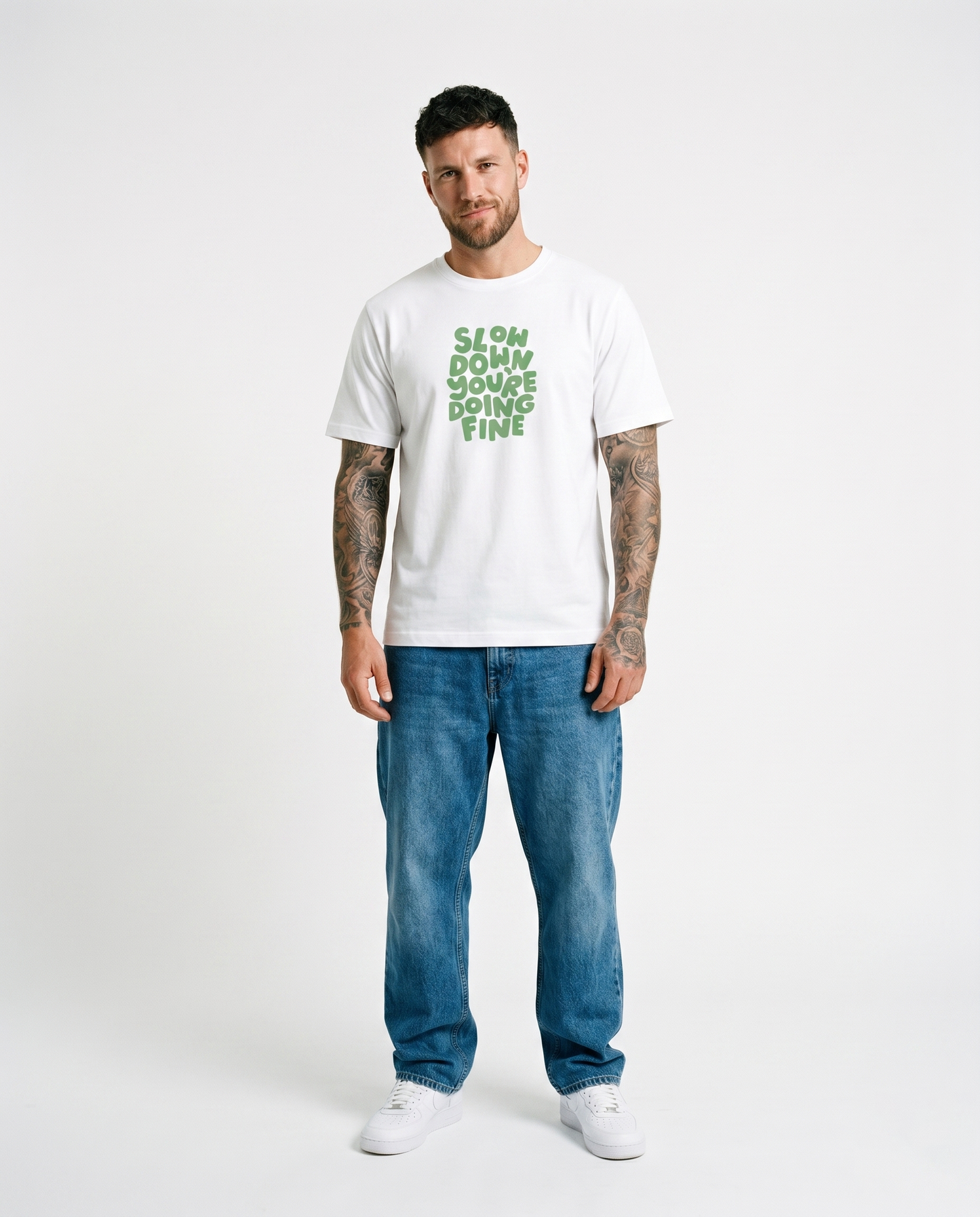 GRPHX Slow Down You're Doing Fine motivational graphic t-shirt front view