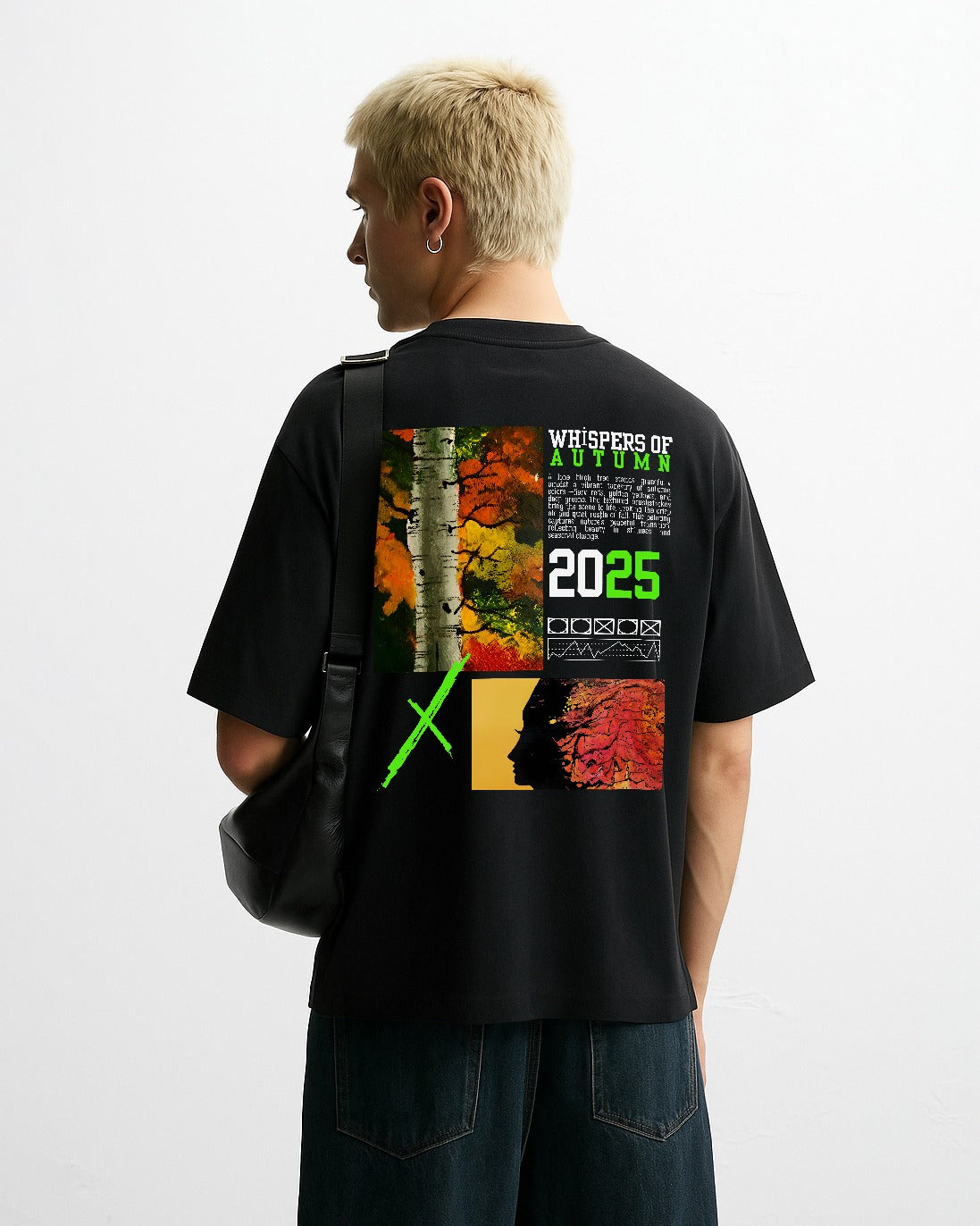 GRPHX Whispers of Autumn tee back view – autumn botanical print