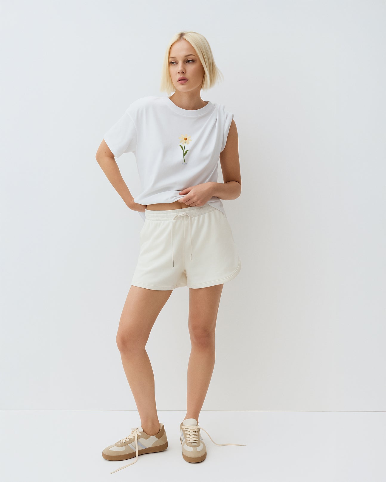 GRPHX Bloom Through Chaos white tee model front view