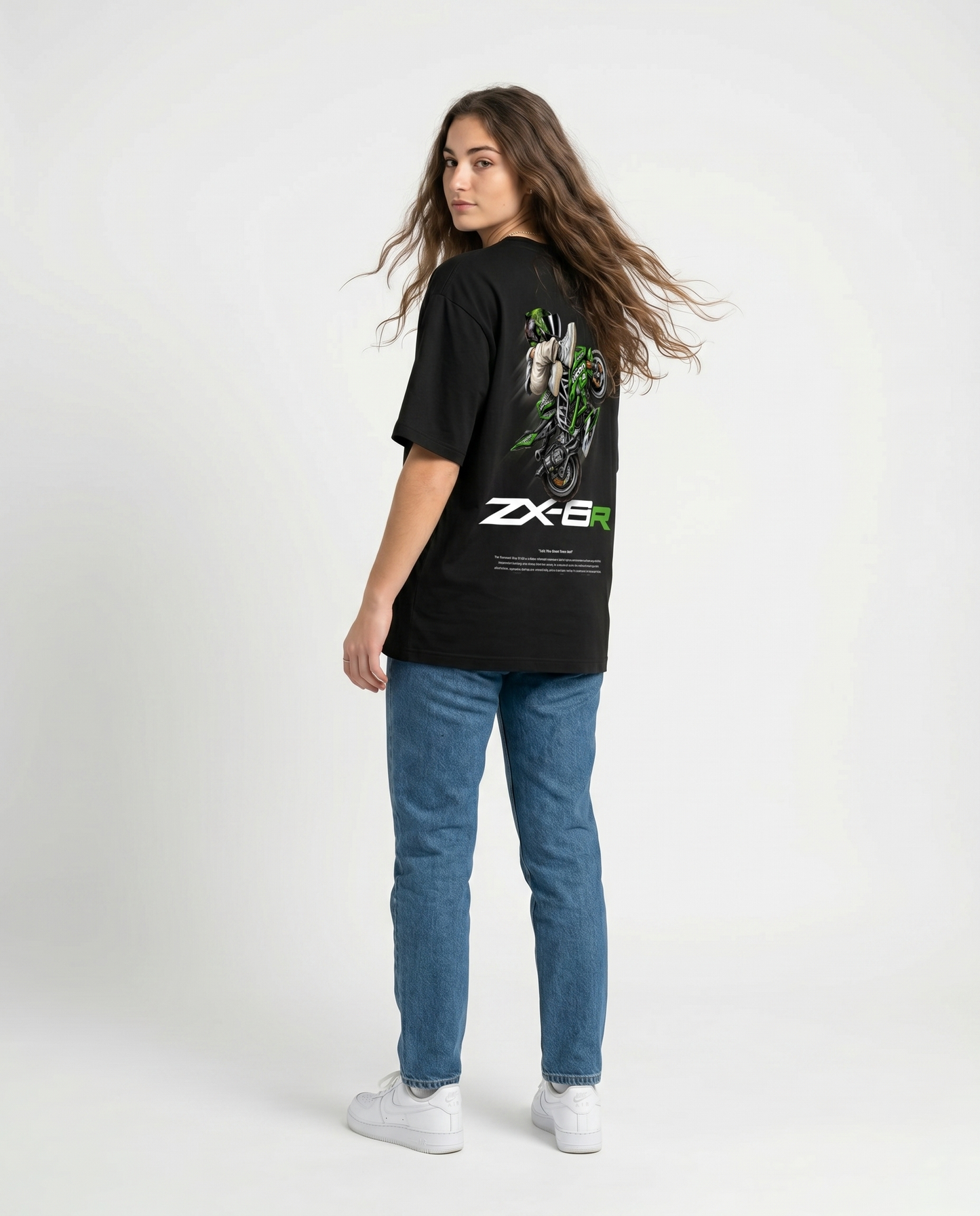 GRPHX Kawasaki ZX-6R black cotton t-shirt lifestyle shot