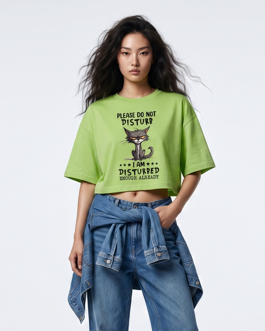 GRPHX Do Not Disturb graphic oversized crop top