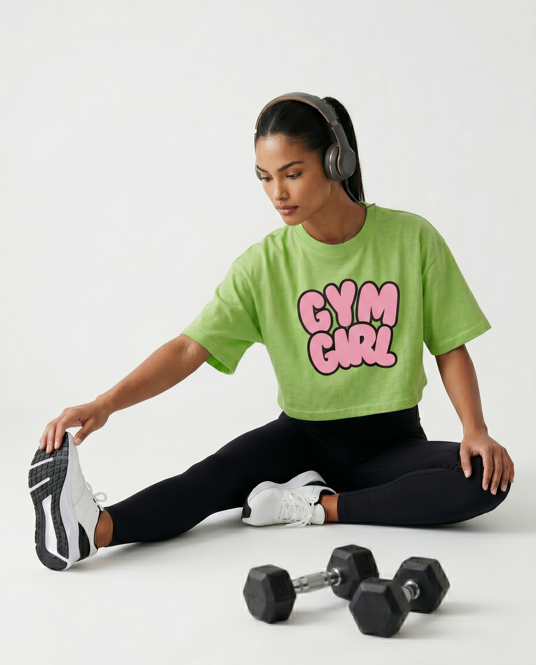GRPHX GYM GIRL statement oversized crop tee 