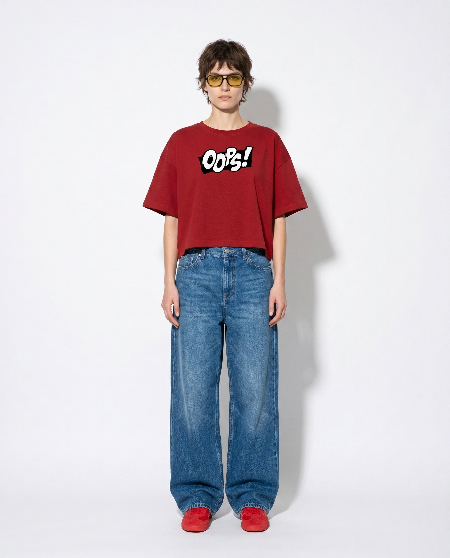 GRPHX “Oops!” Graphic Oversized Crop Top