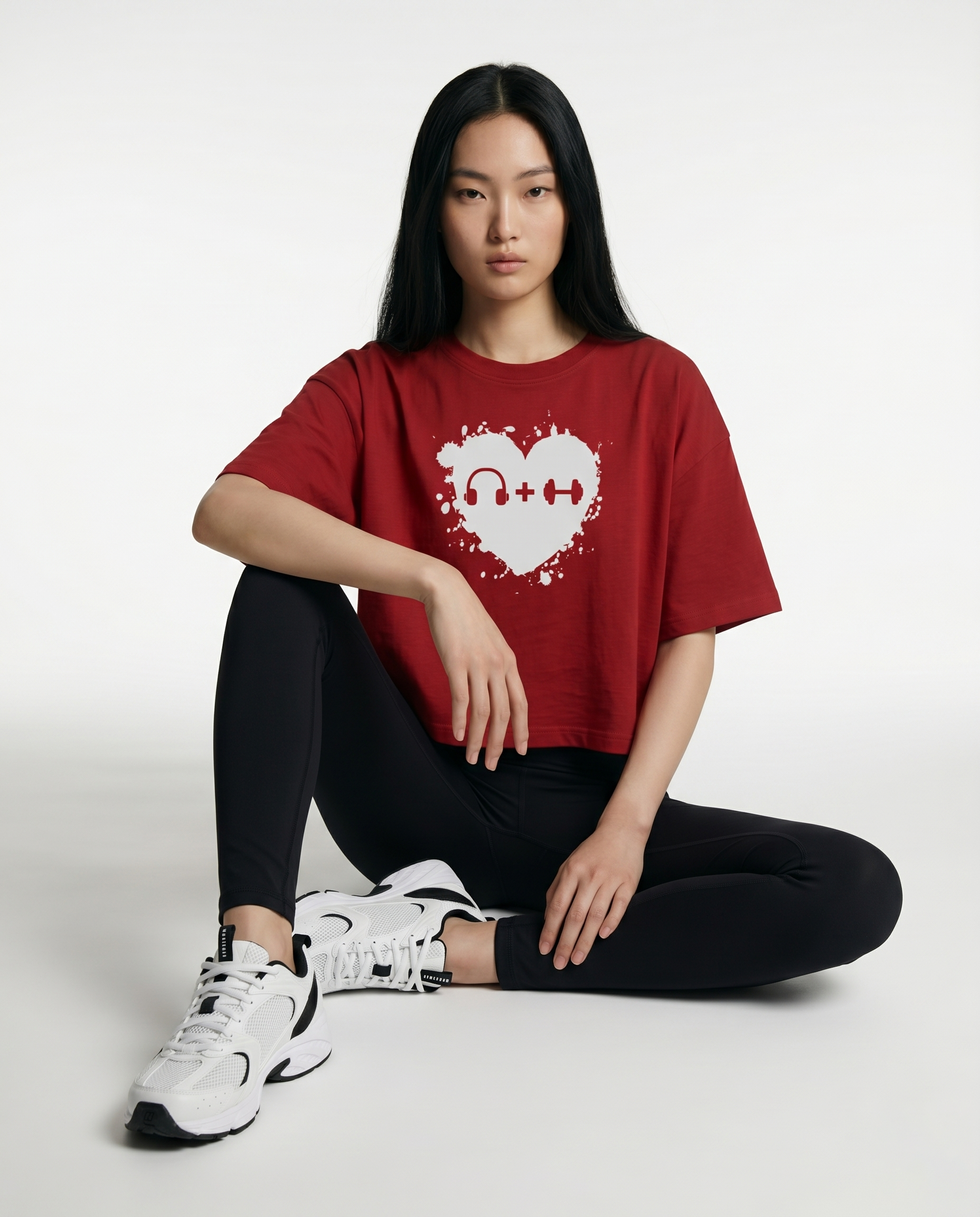 GRPHX “Heart Beats & Heavy Lifts” Oversized Crop Top