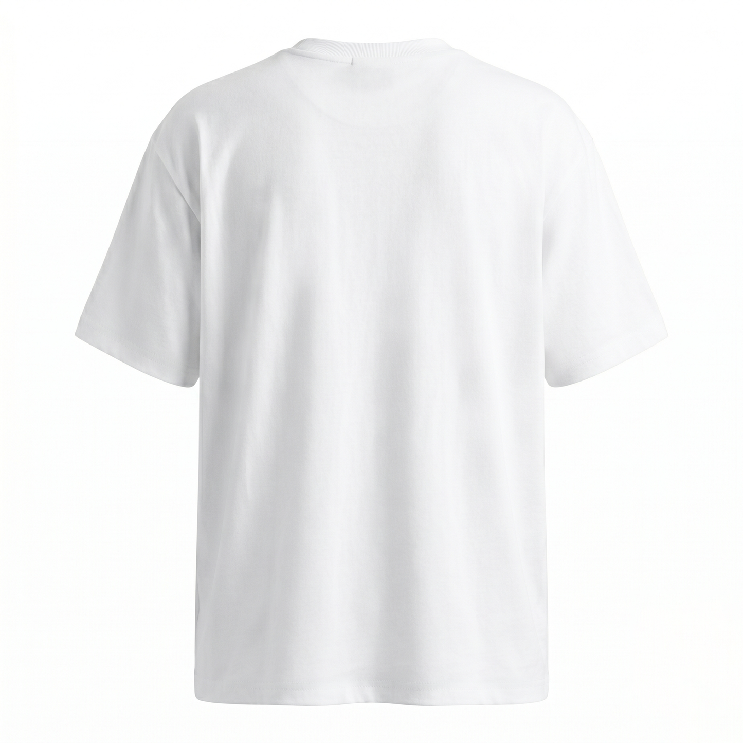 GRPHX Premium Heavyweight Oversized tee detail close-up – drop shoulder fit back flat lay