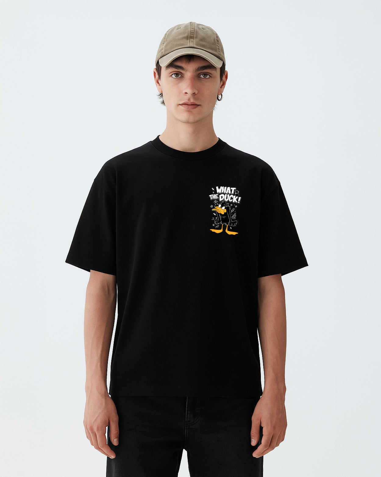 GRPHX What The Duck Allergic to Idiots graphic oversized t-shirt front view