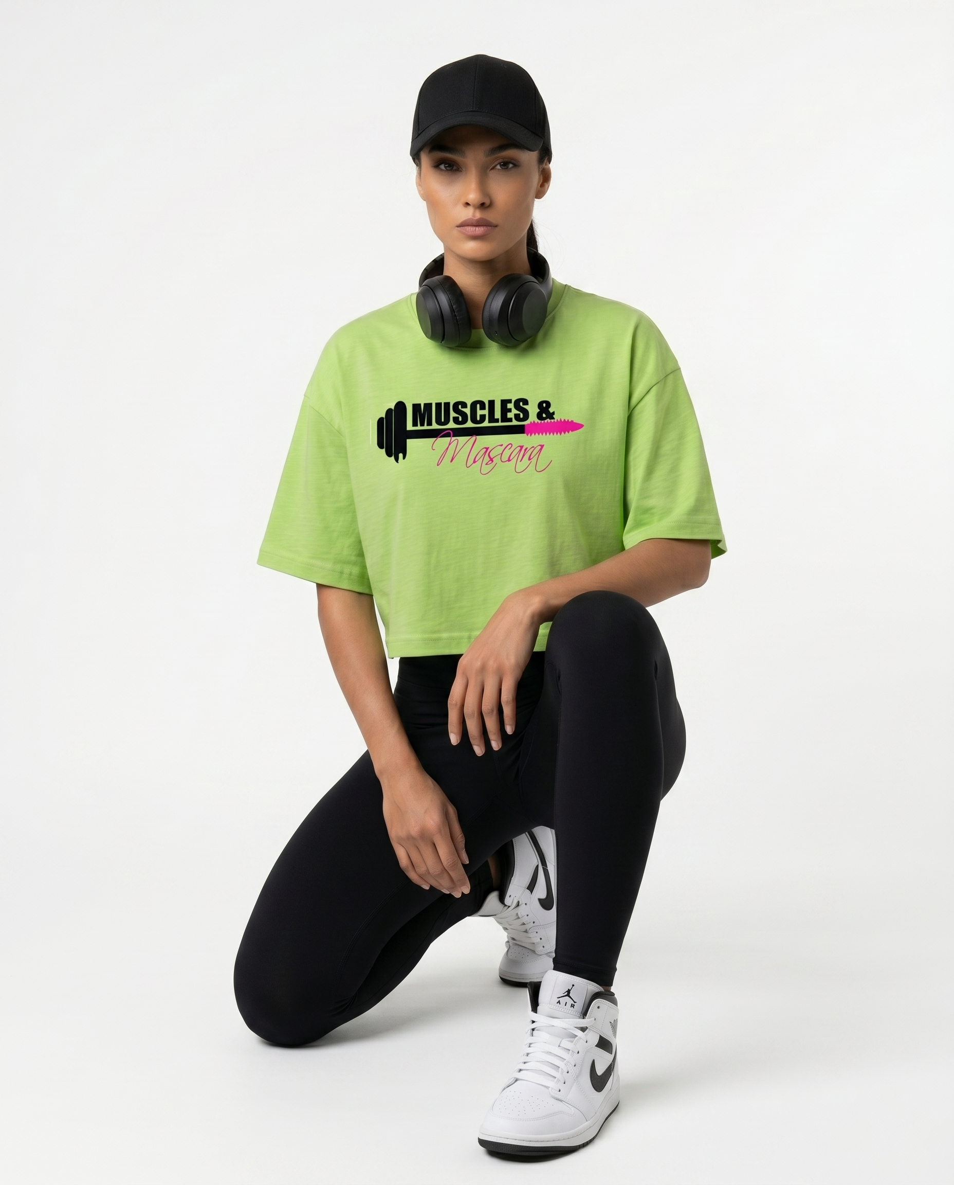 GRPHX “Muscles & Mascara” Oversized Crop Top