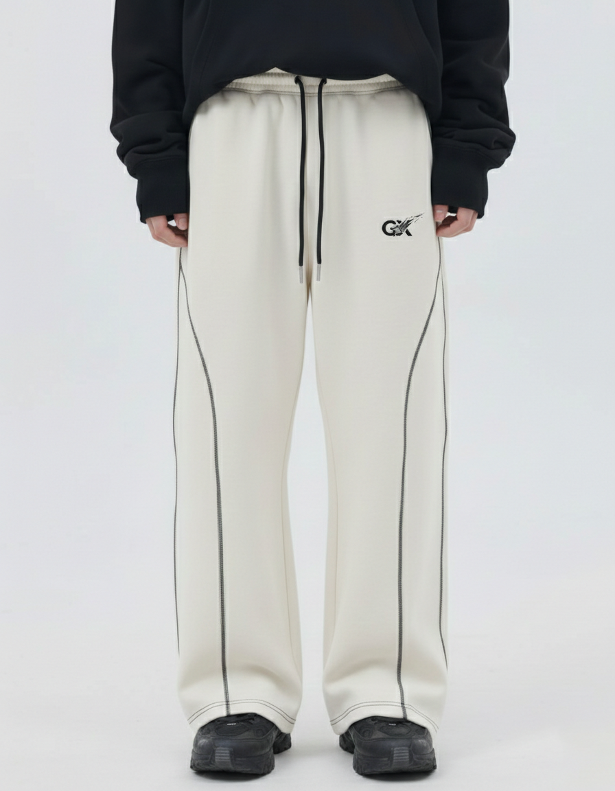 GRPHX White Oversized Cotton Lower 330 GSM front view – heavyweight comfort fit