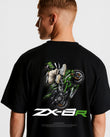 GRPHX Kawasaki ZX-6R back graphic print detail – oversized streetwear tee