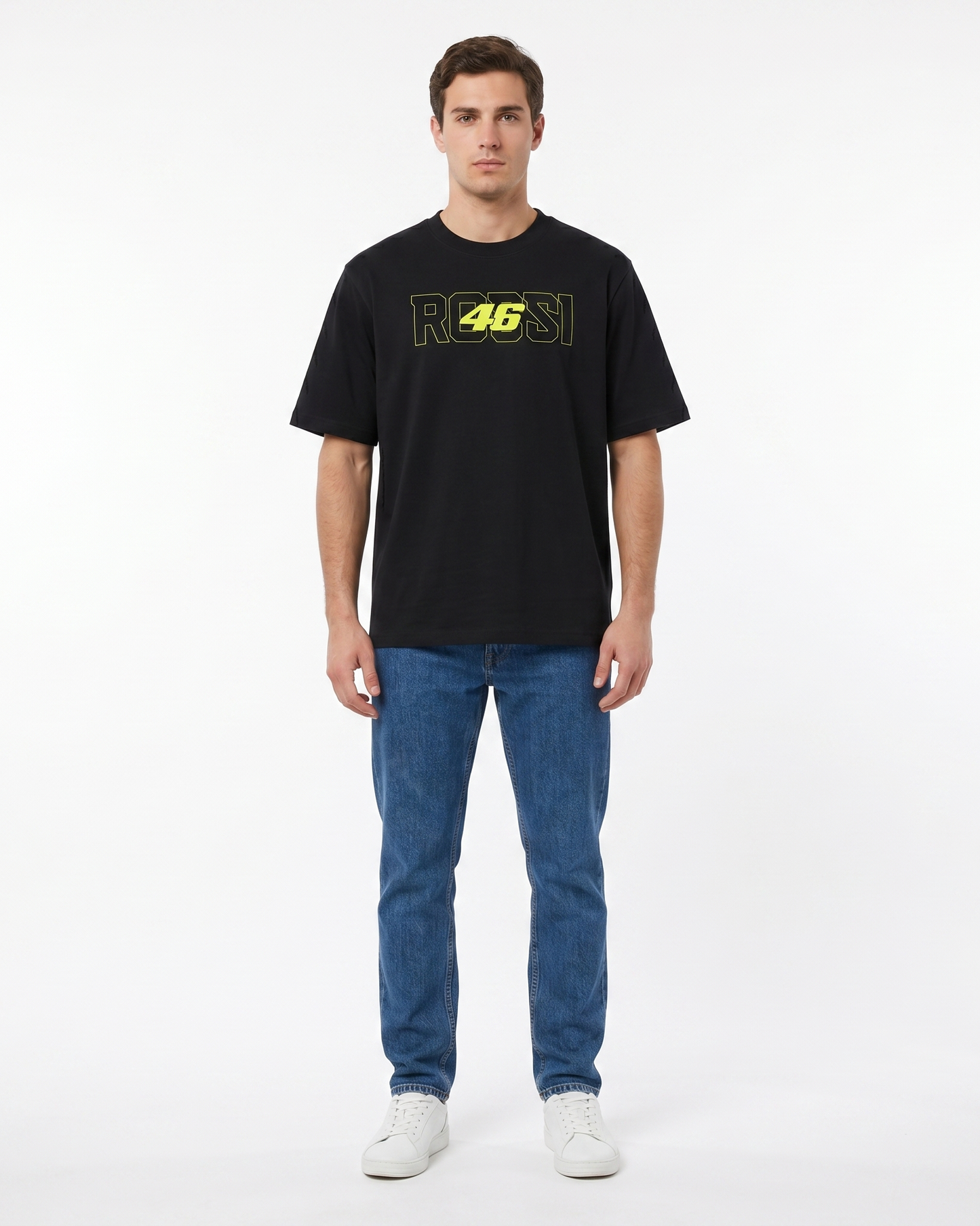 GRPHX Valentino Rossi #46 MotoGP graphic black t-shirt front view