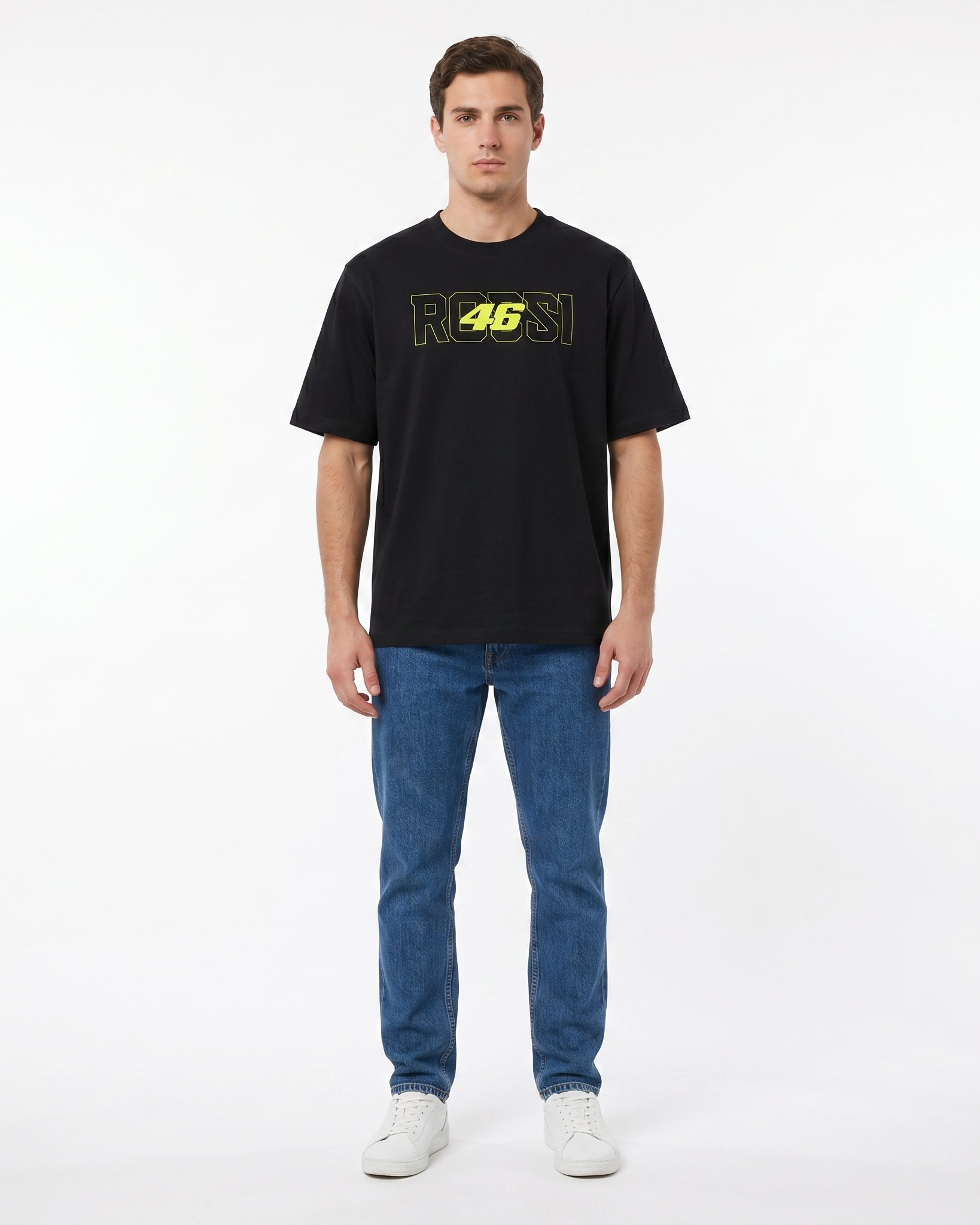 GRPHX Valentino Rossi #46 MotoGP graphic black t-shirt front view