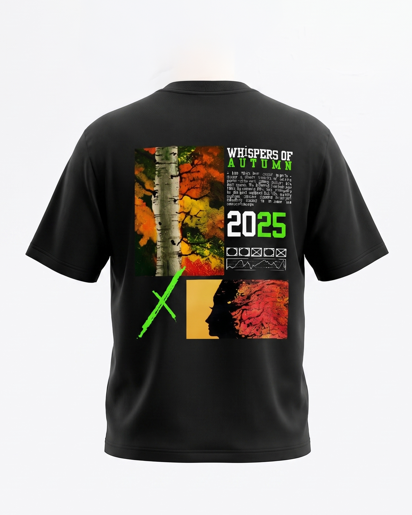 GRPHX Whispers of Autumn tee product back view – autumn botanical print