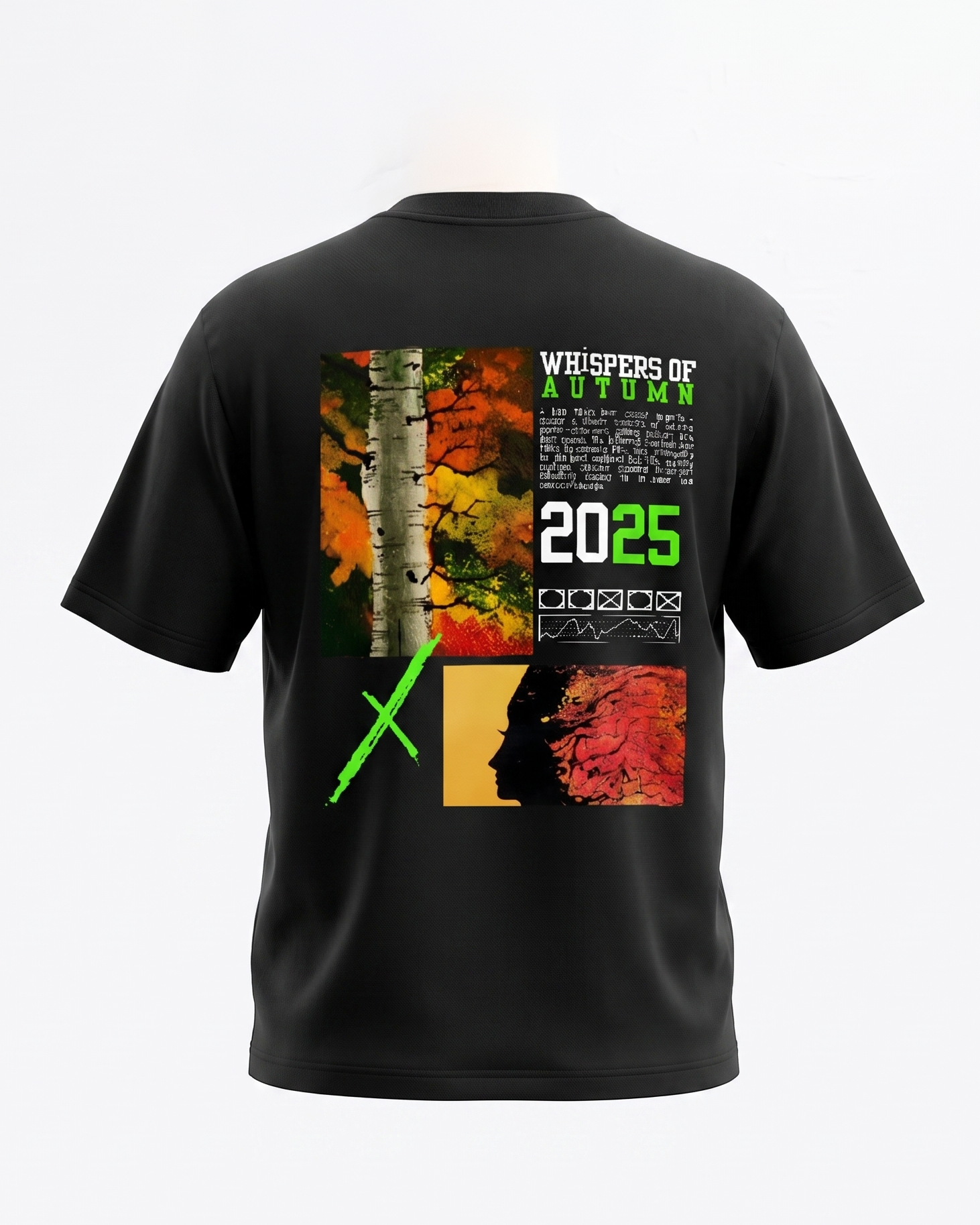 GRPHX Whispers of Autumn tee product back view – autumn botanical print