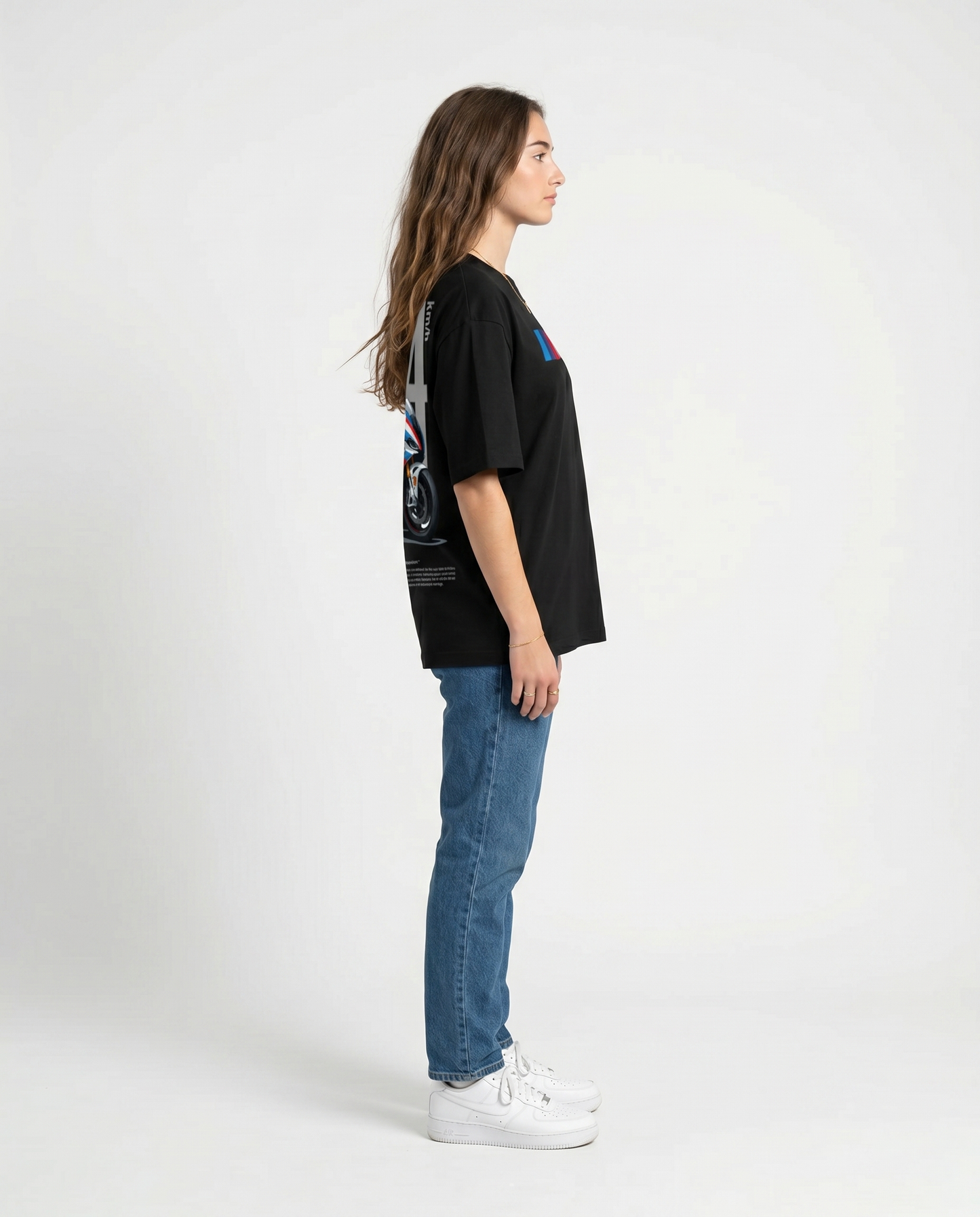 GRPHX BMW M1000RR black cotton tee – side view model