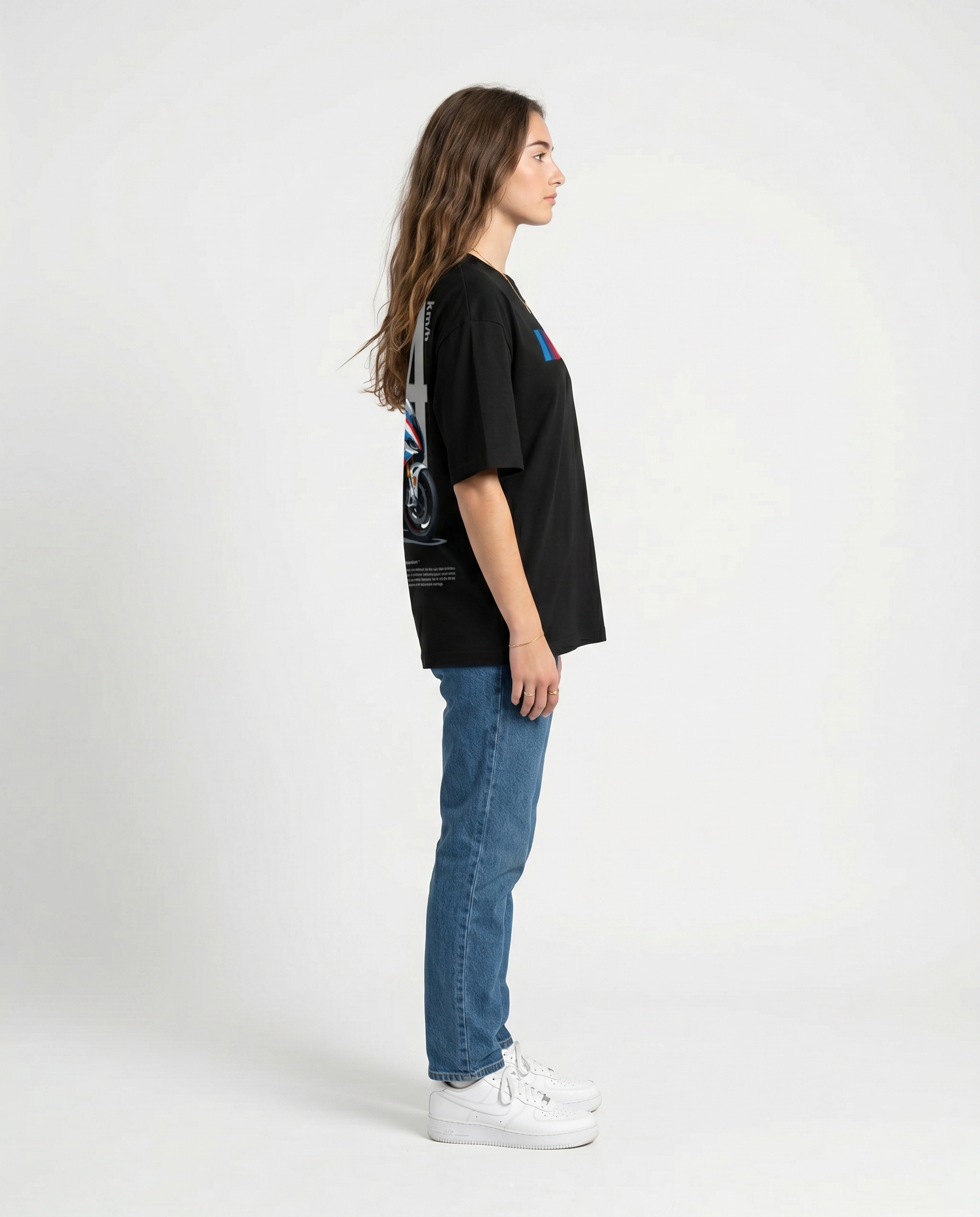 GRPHX BMW M1000RR black cotton tee – side view model