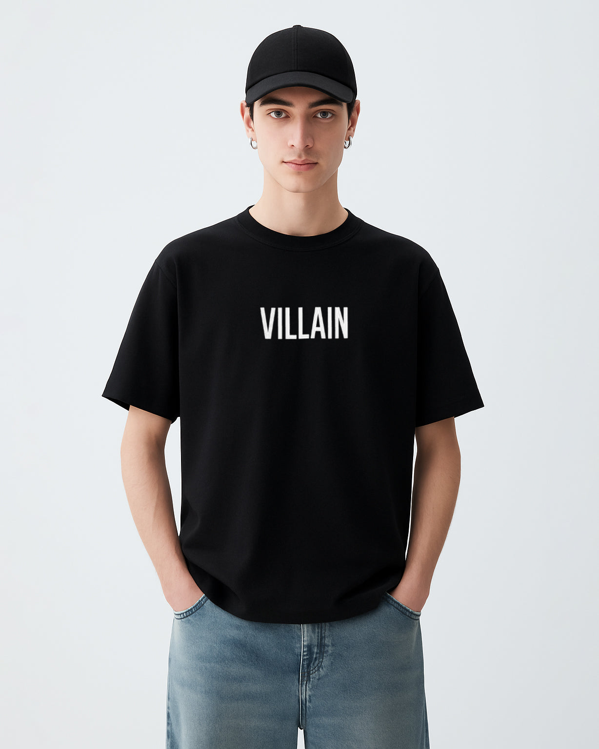 GRPHX Not the Hero Villain Edition graphic oversized t-shirt front view
